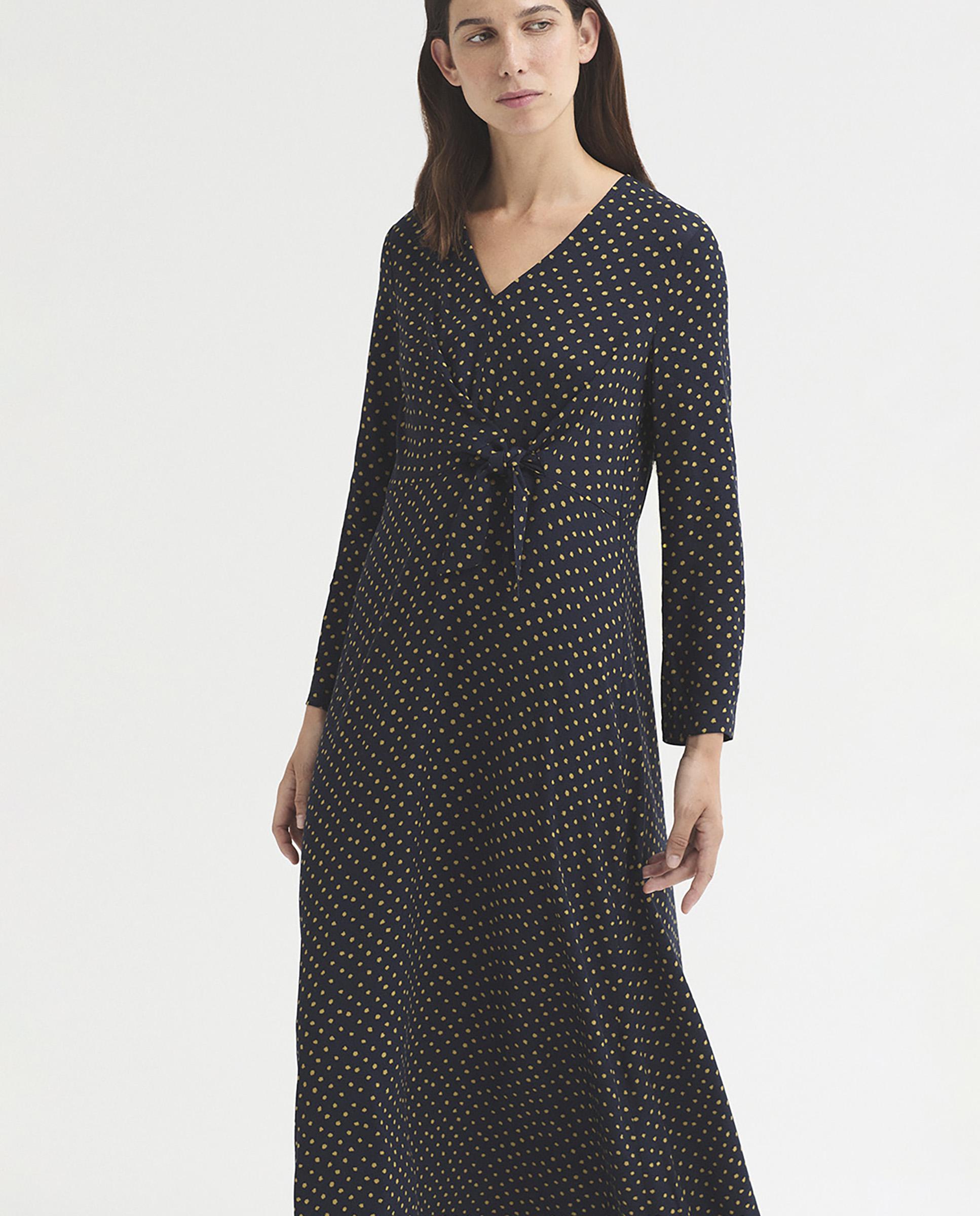 Vestido midi en crepé con escote de pico - Nice Things - Azul marino Azul marino-2