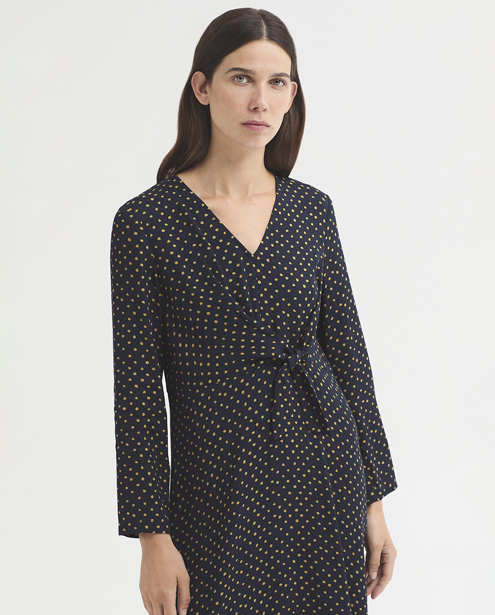 Vestido midi en crepé con escote de pico - Nice Things - Azul marino Azul marino-3