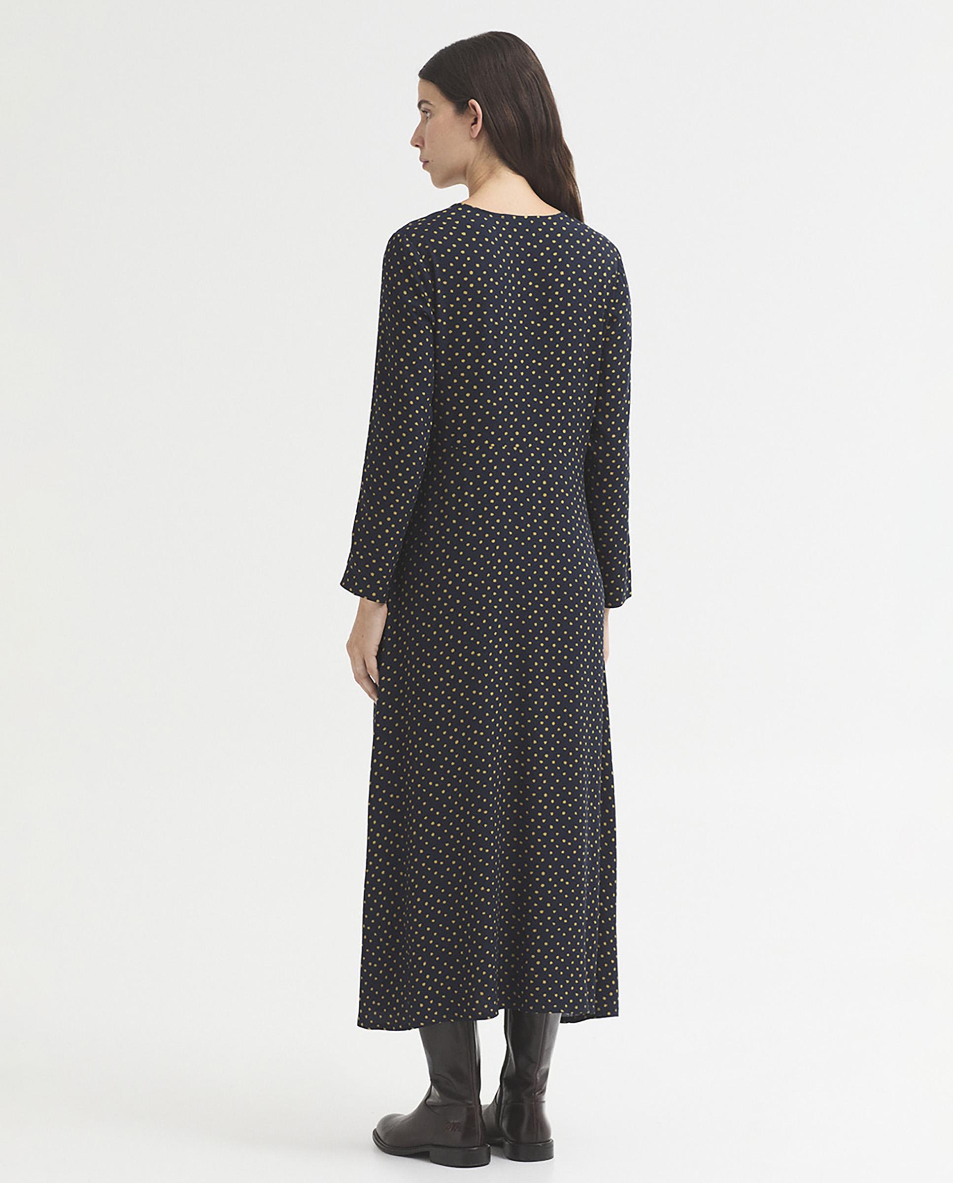 Vestido midi en crepé con escote de pico - Nice Things - Azul marino Azul marino-6