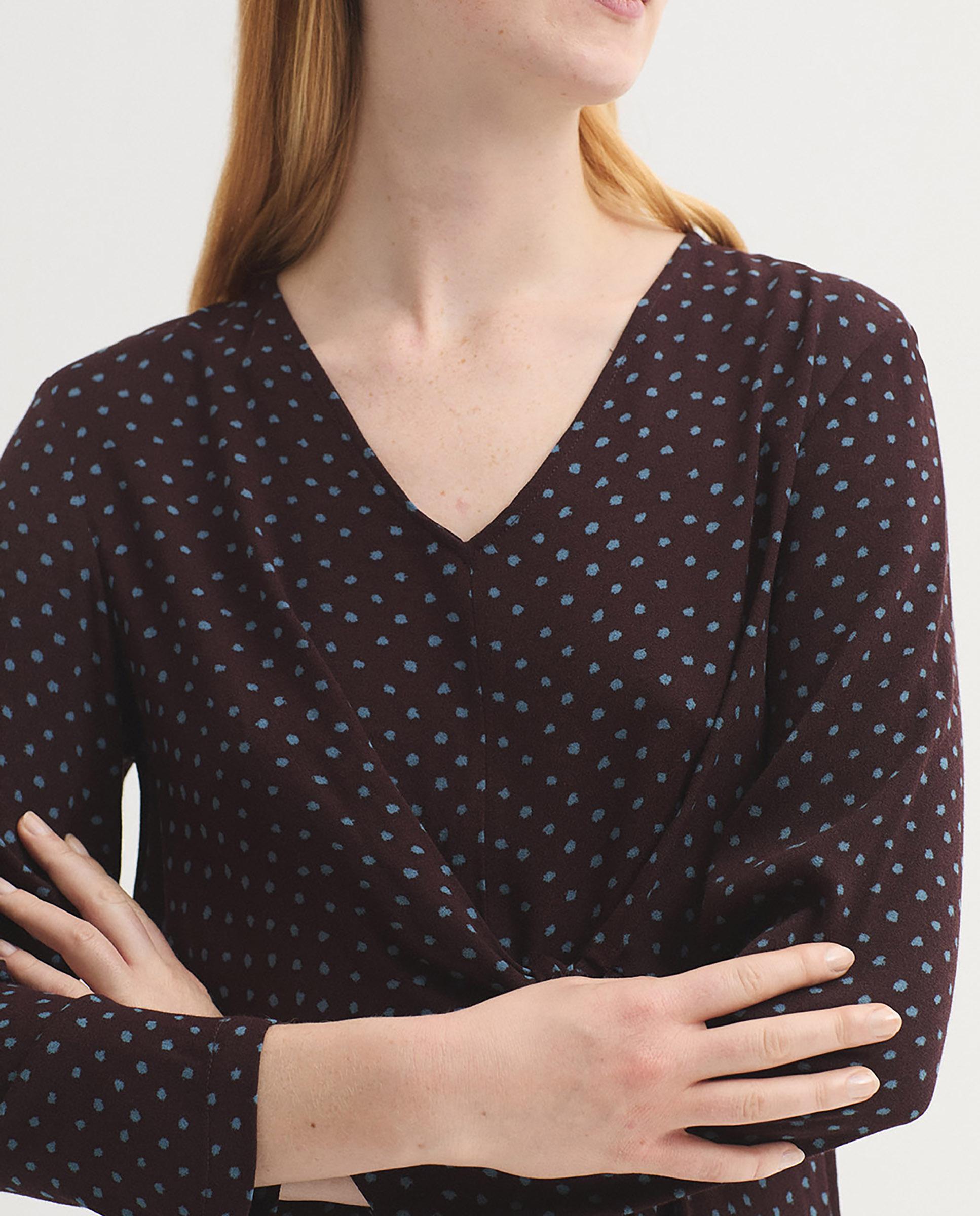 Imagen 3 de Vestido midi con escote de pico con lunares - Nice Things - Burdeos Burdeos
