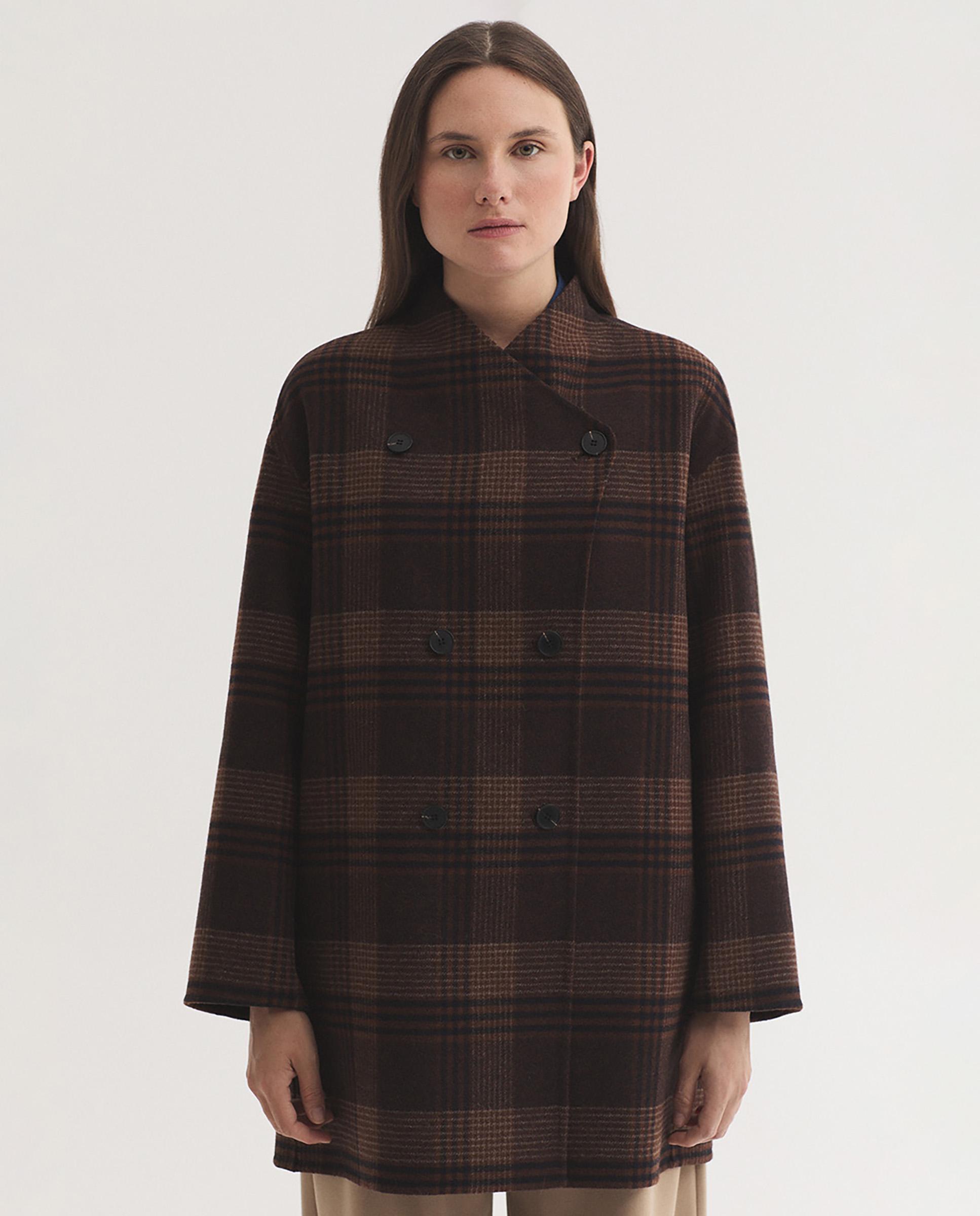 Chaqueta de mujer de cuadros con bolsillos - Nice Things - Marrón Marrón-1