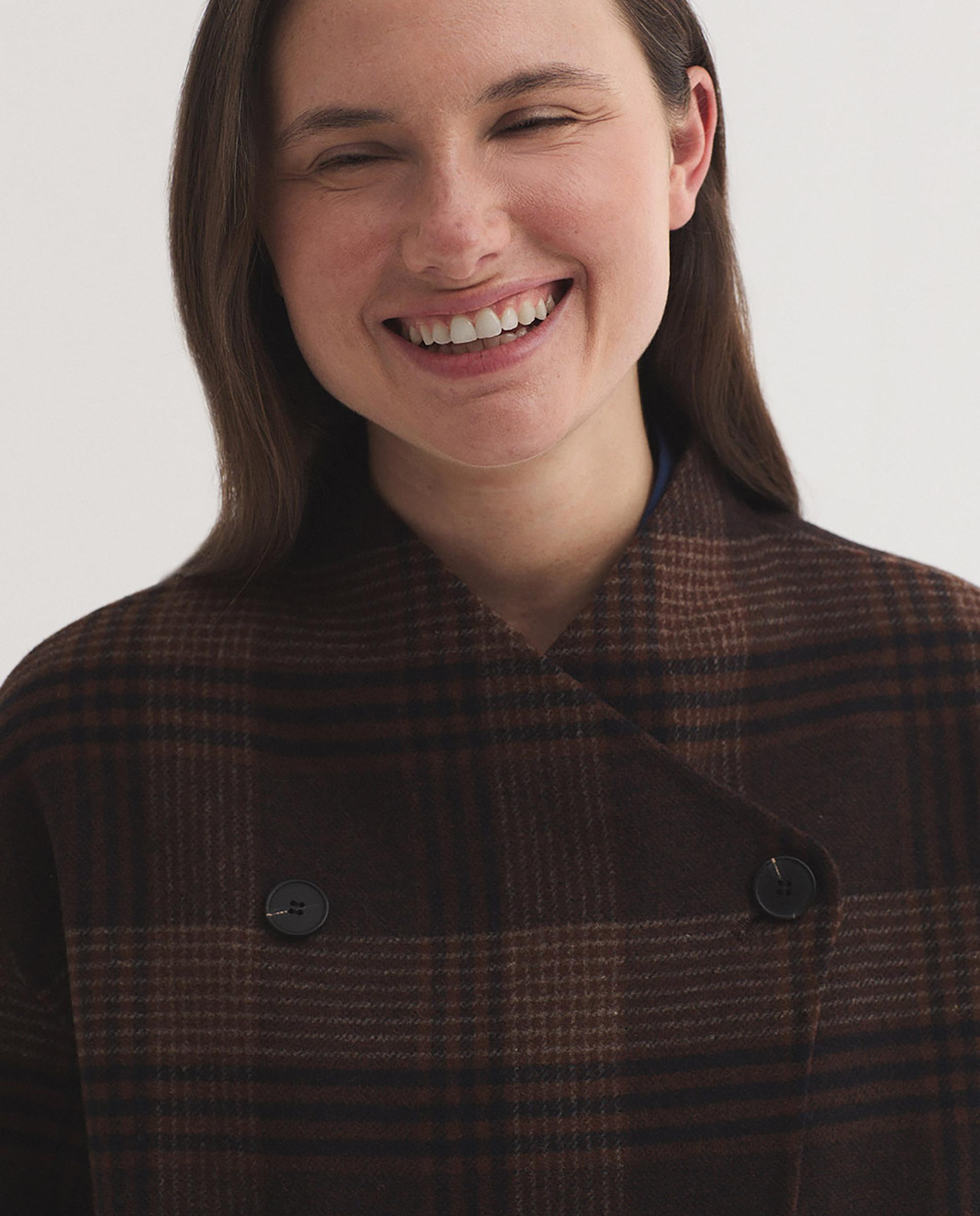 Chaqueta de mujer de cuadros con bolsillos - Nice Things - Marrón Marrón-2