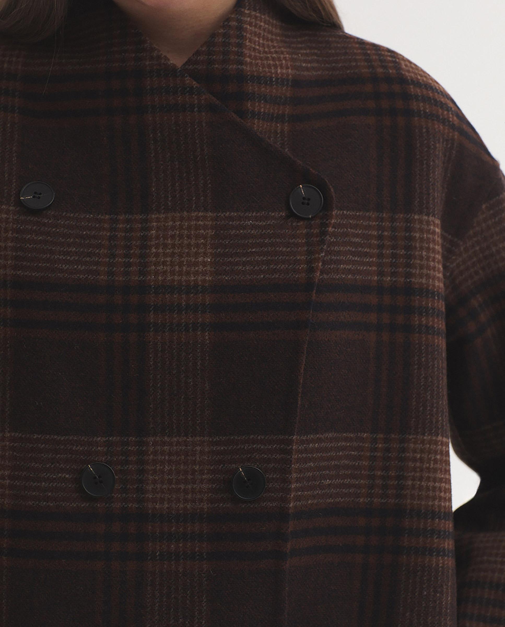 Chaqueta de mujer de cuadros con bolsillos - Nice Things - Marrón Marrón-3