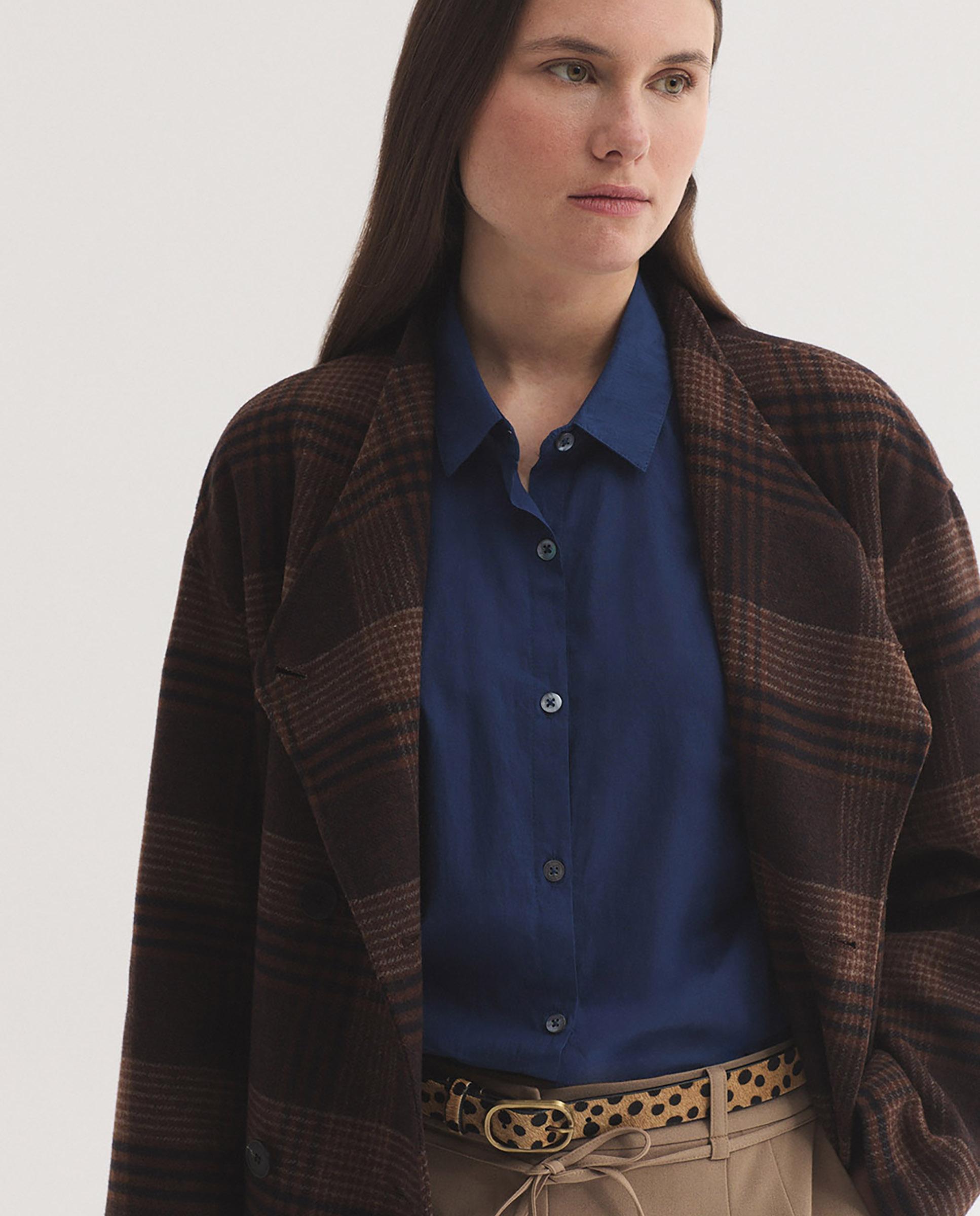 Chaqueta de mujer de cuadros con bolsillos - Nice Things - Marrón Marrón-5