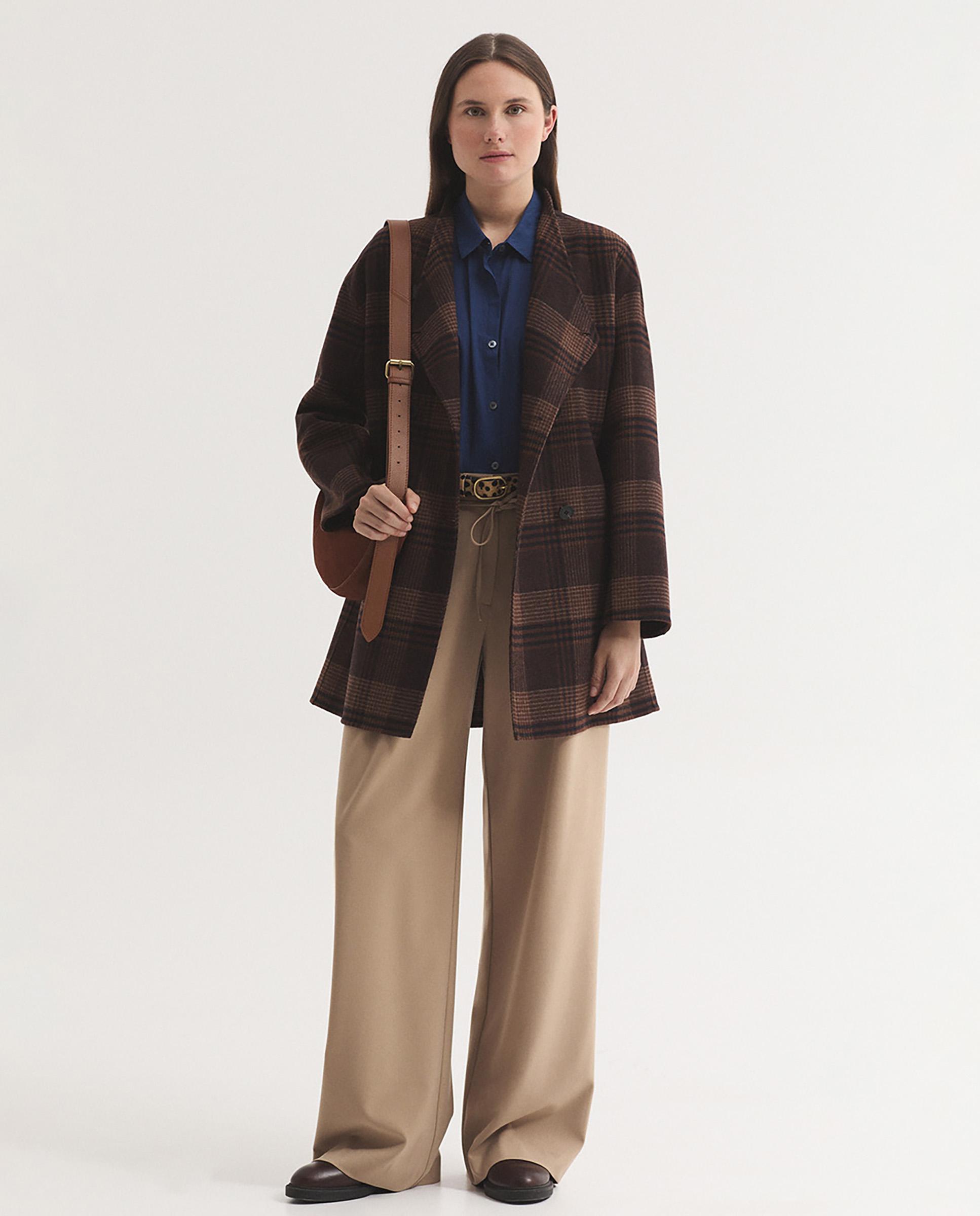 Chaqueta de mujer de cuadros con bolsillos - Nice Things - Marrón Marrón-6