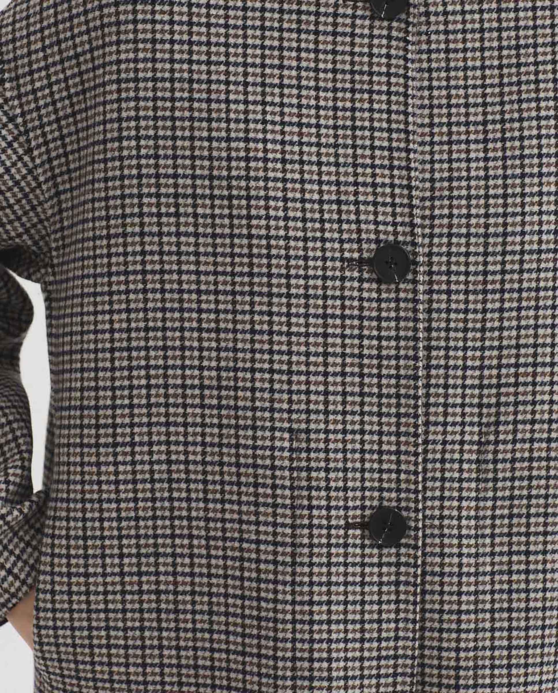 Abrigo de paño de mujer reversible de cuadros - Nice Things - Gris claro Gris claro-3