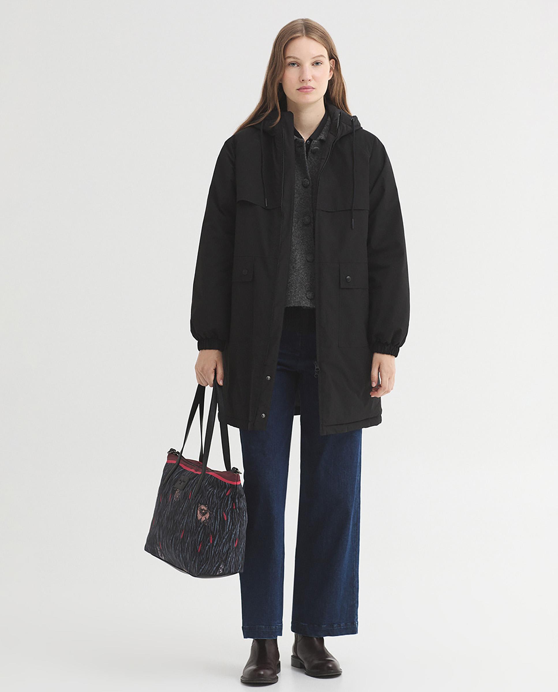 Parka de mujer con capucha repelente al agua - Nice Things - Negro Negro-6
