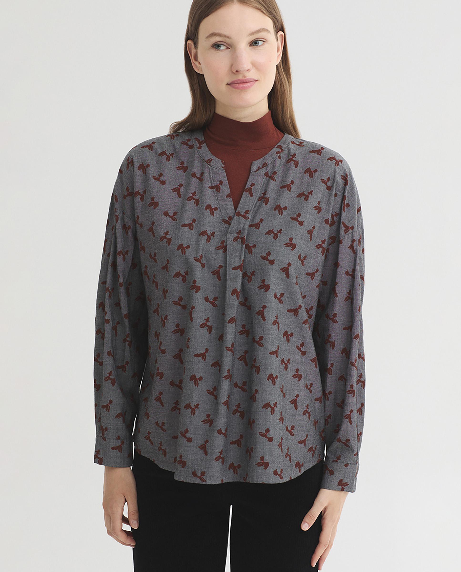 Blusa de mujer 100% algodón con estampados - Nice Things - Gris Gris-1
