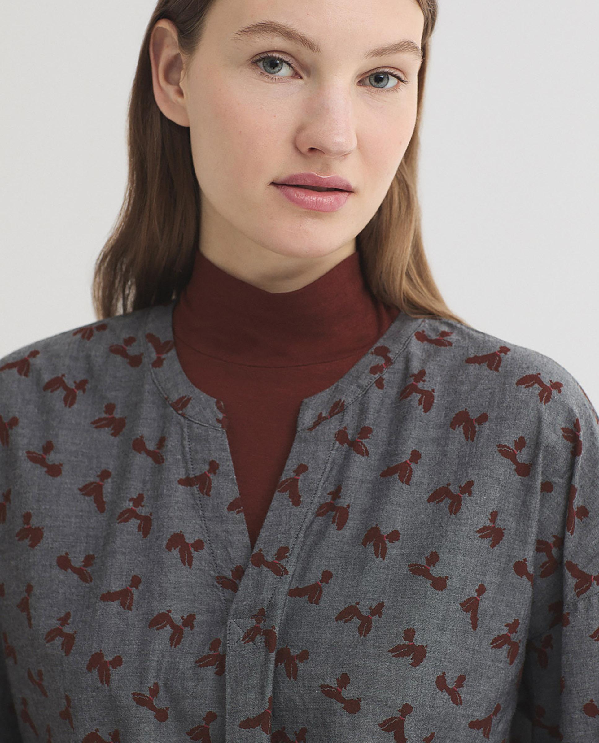 Blusa de mujer 100% algodón con estampados - Nice Things - Gris Gris-2