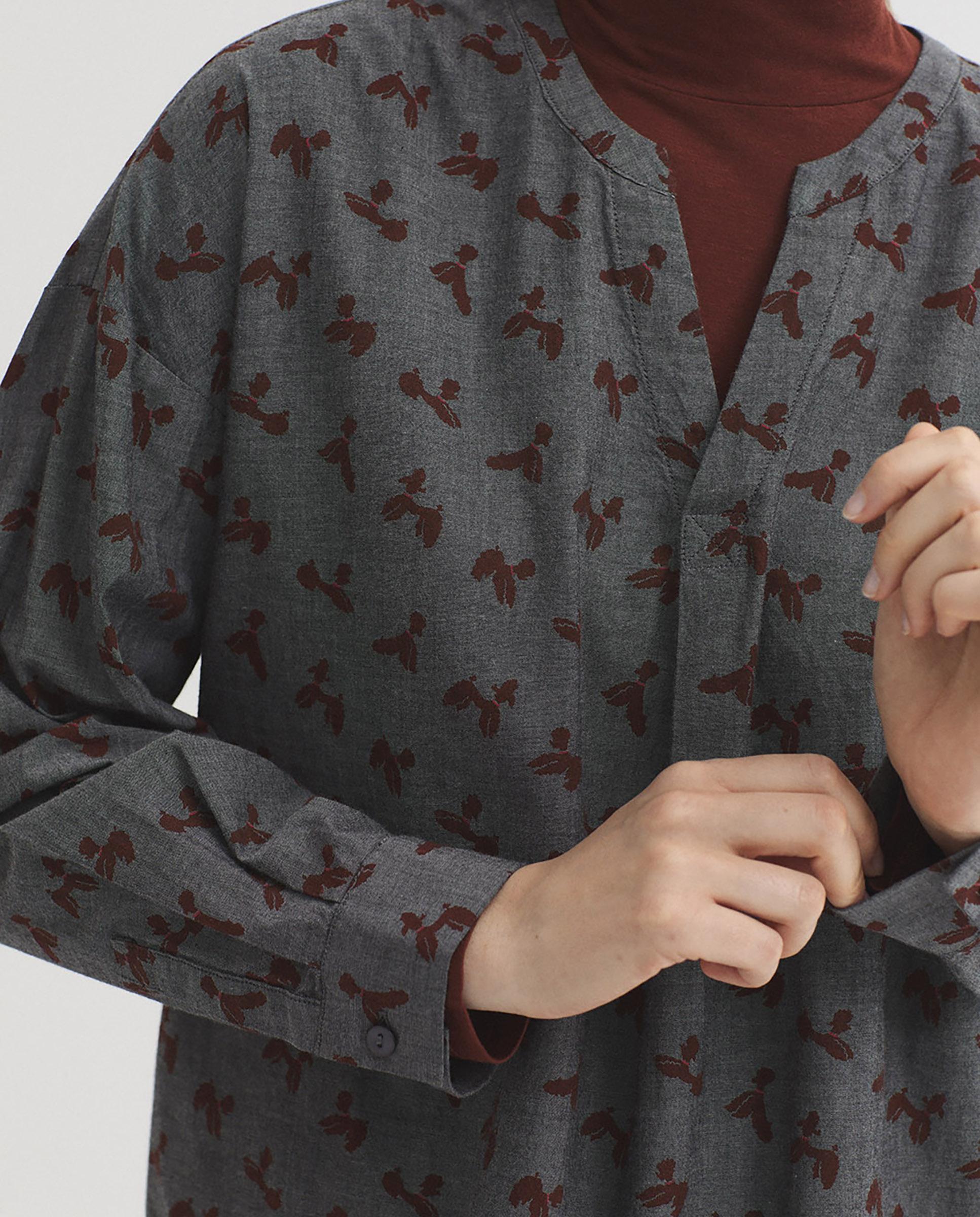 Blusa de mujer 100% algodón con estampados - Nice Things - Gris Gris-3