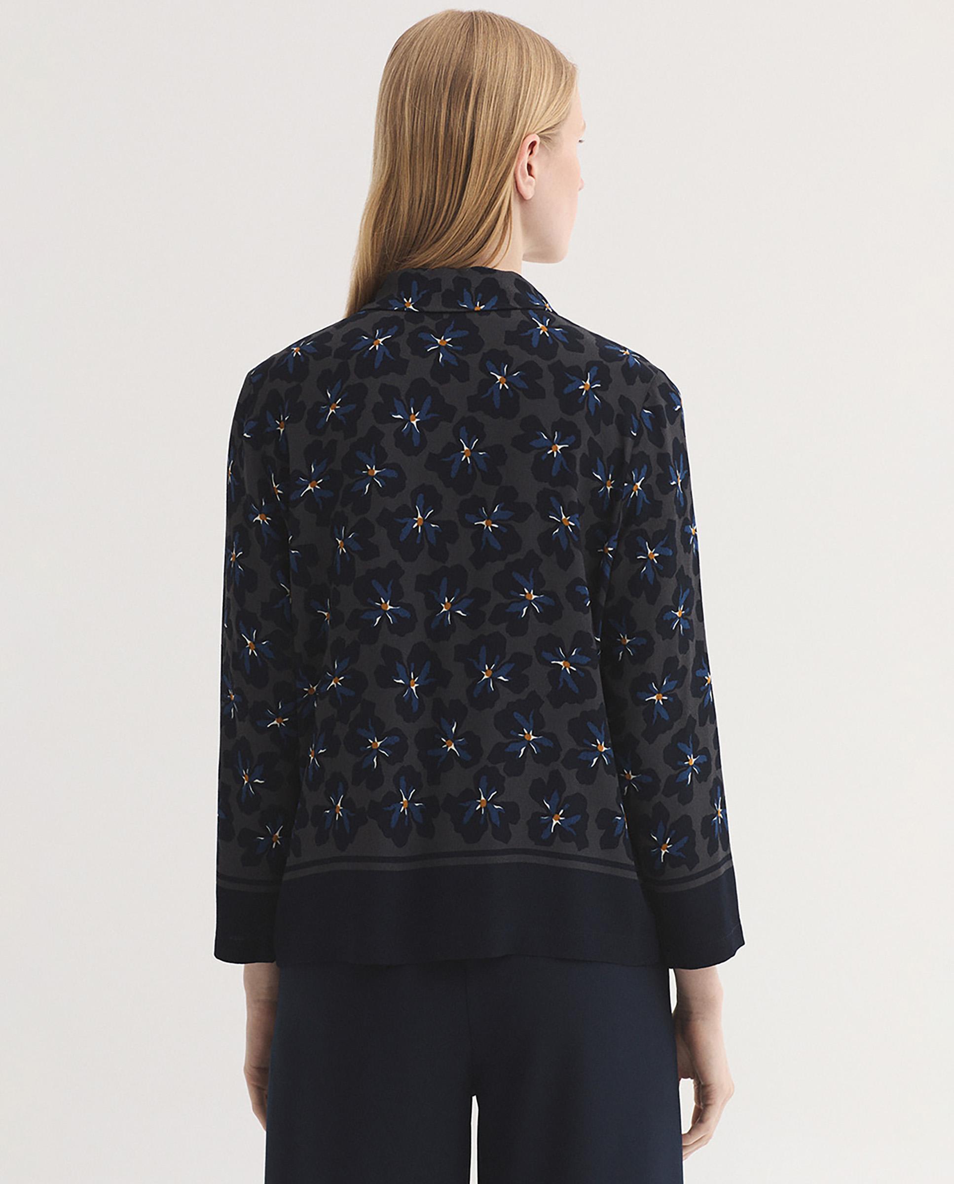 Camisa de mujer 100% algodón con estampado de flores - Nice Things - Gris Gris-4