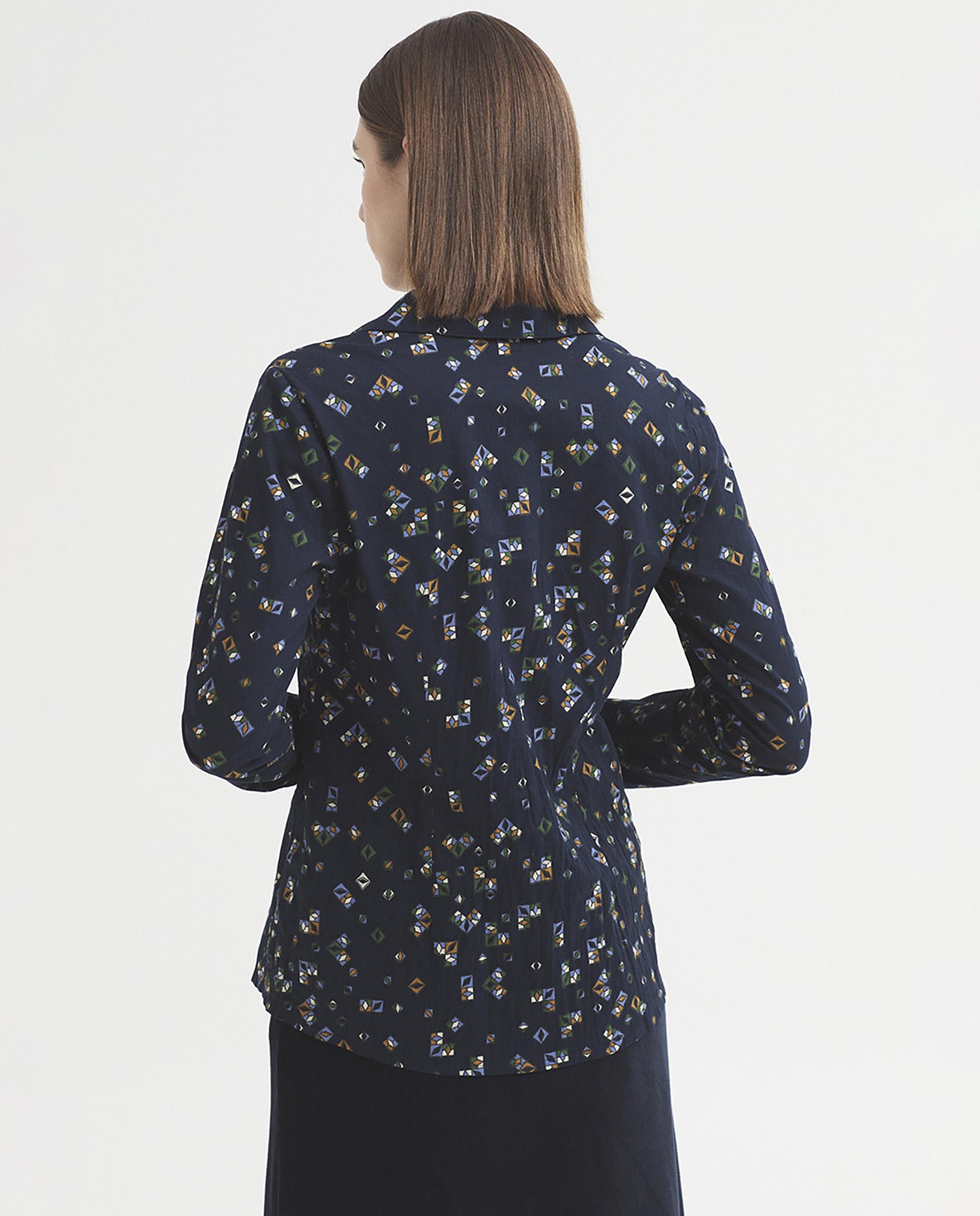 Camisa de mujer 100% algodón con estampados geométricos - Nice Things - Azul marino Azul marino-6