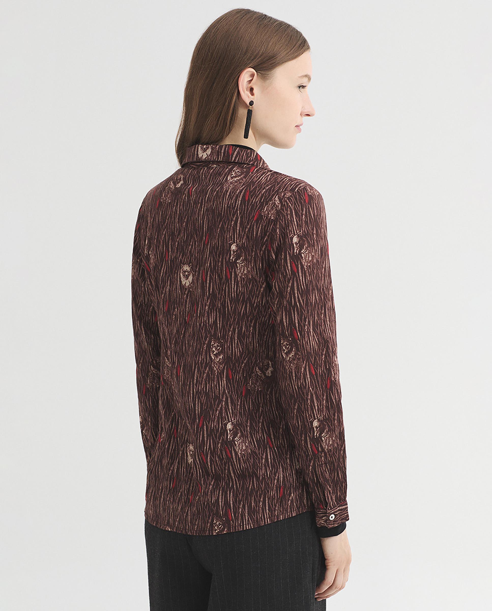 Camisa de mujer 100% algodón con estampados - Nice Things - Burdeos Burdeos-3