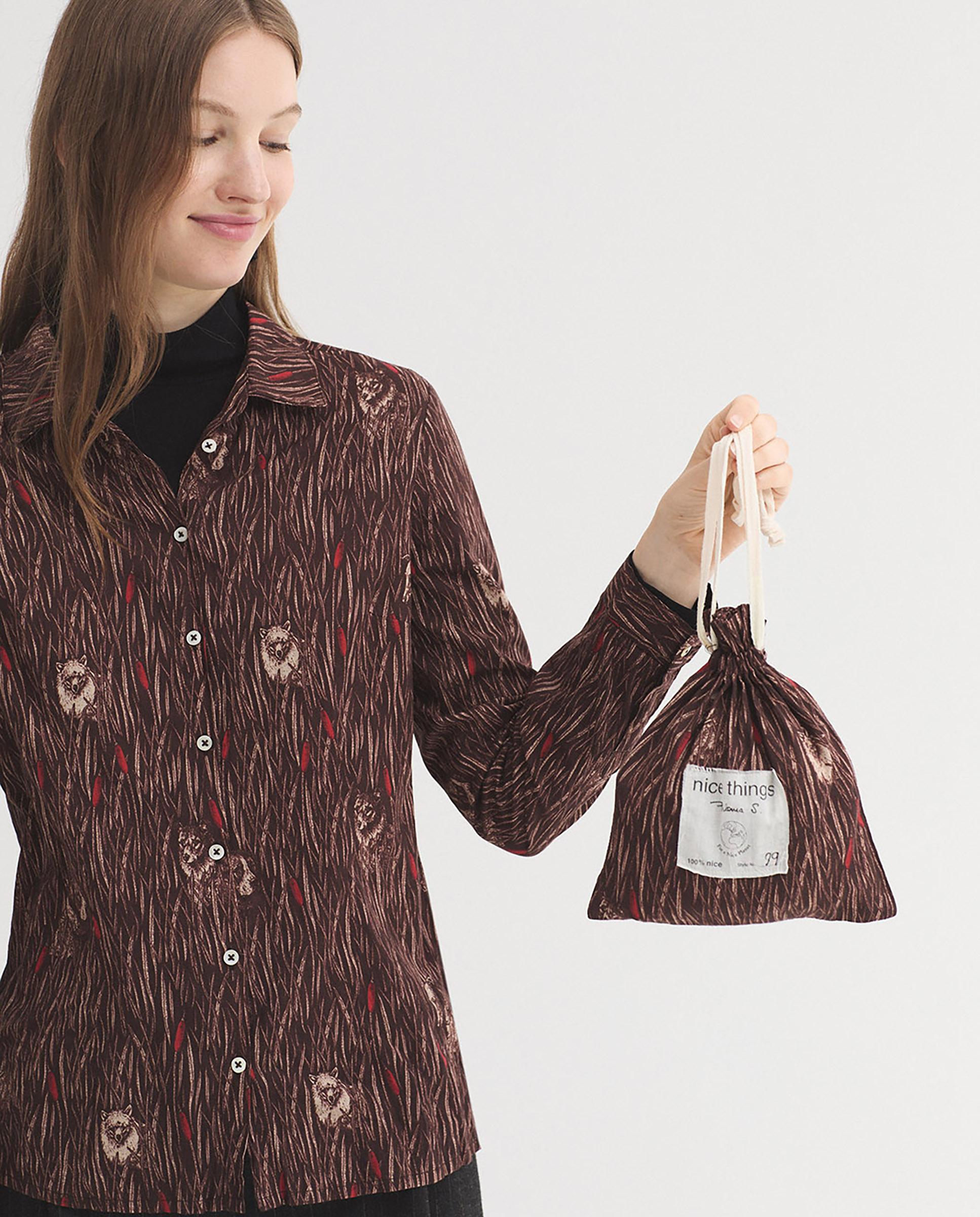 Camisa de mujer 100% algodón con estampados - Nice Things - Burdeos Burdeos-4