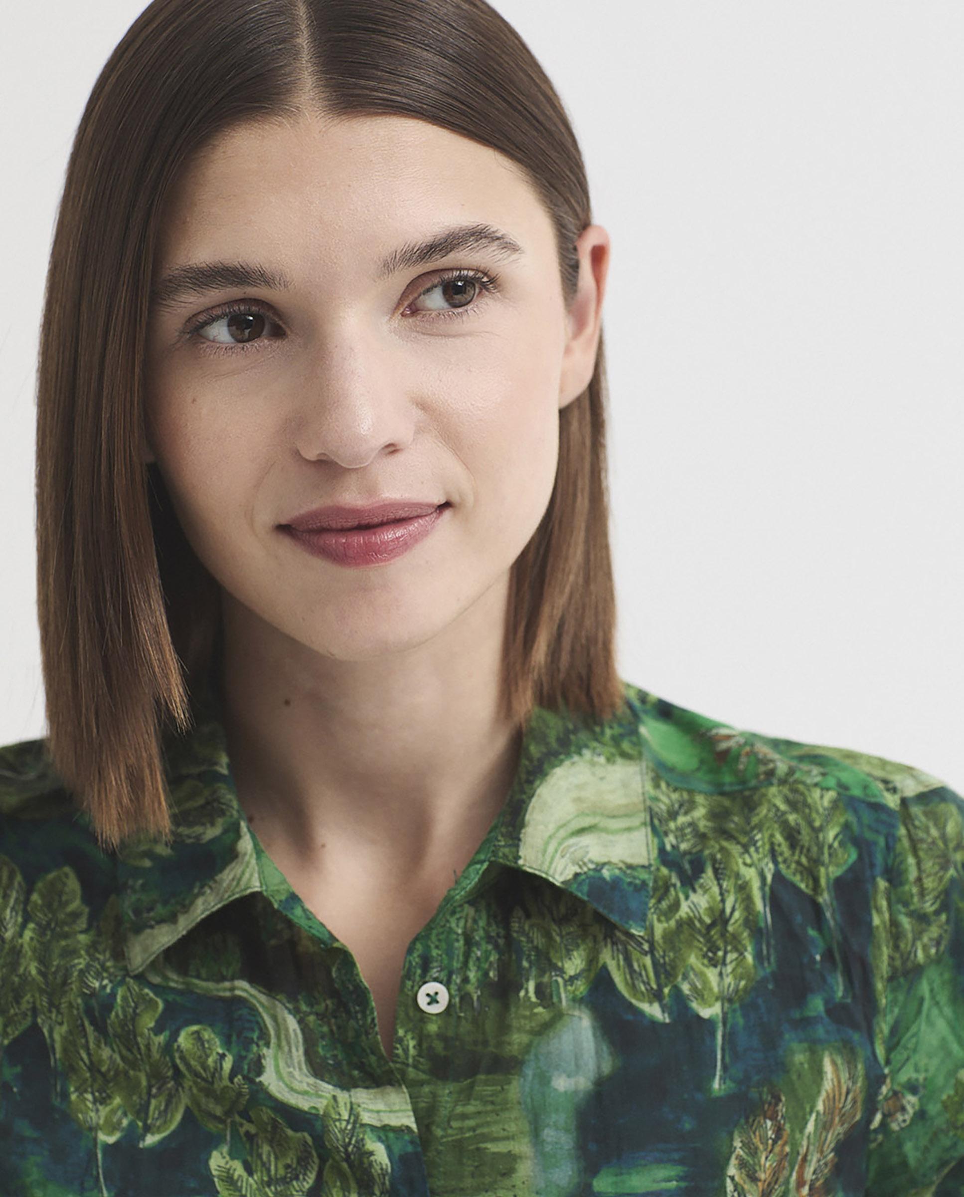 Camisa de mujer 100% algodón estampada - Nice Things - Verde Verde-3