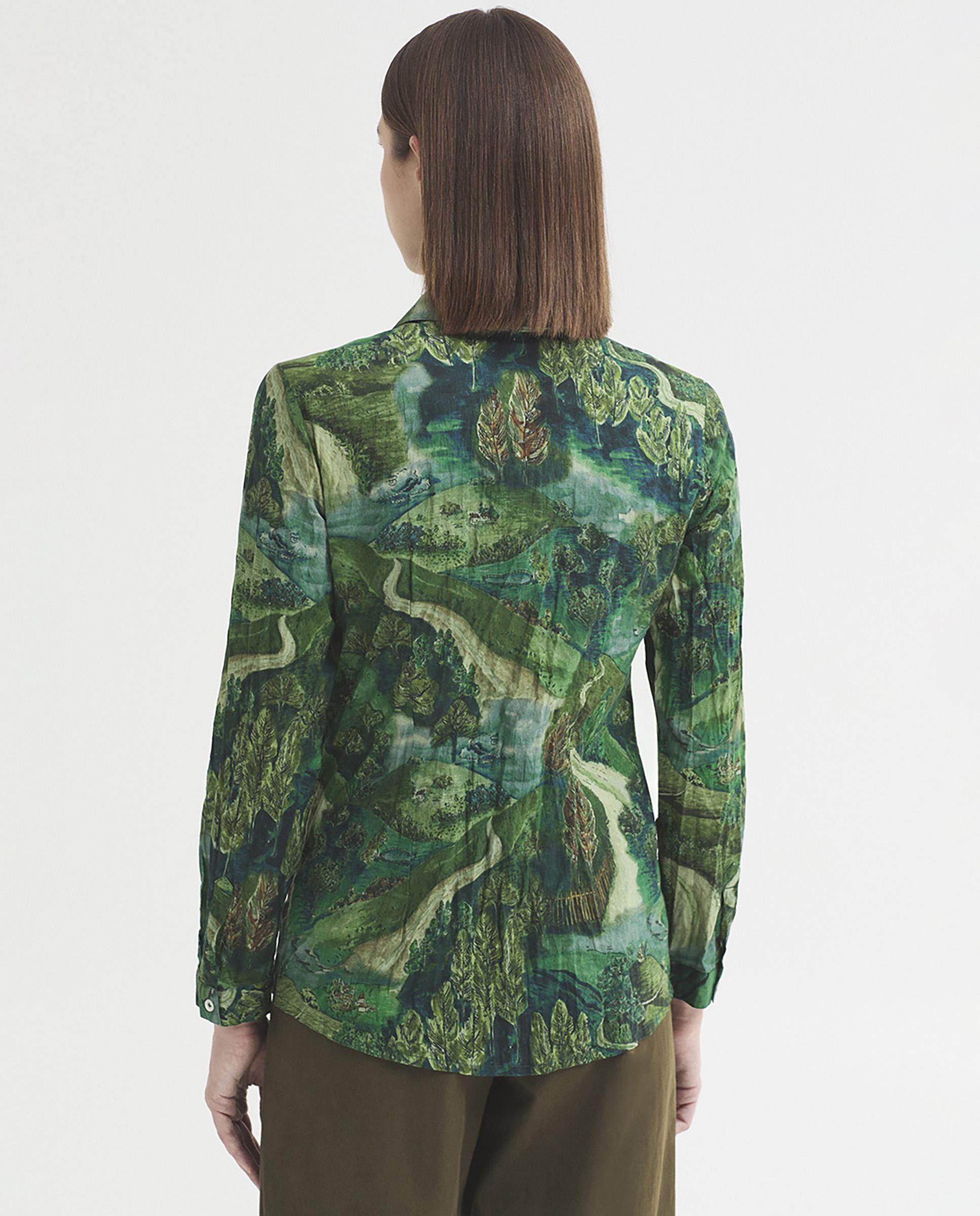 Camisa de mujer 100% algodón estampada - Nice Things - Verde Verde-5