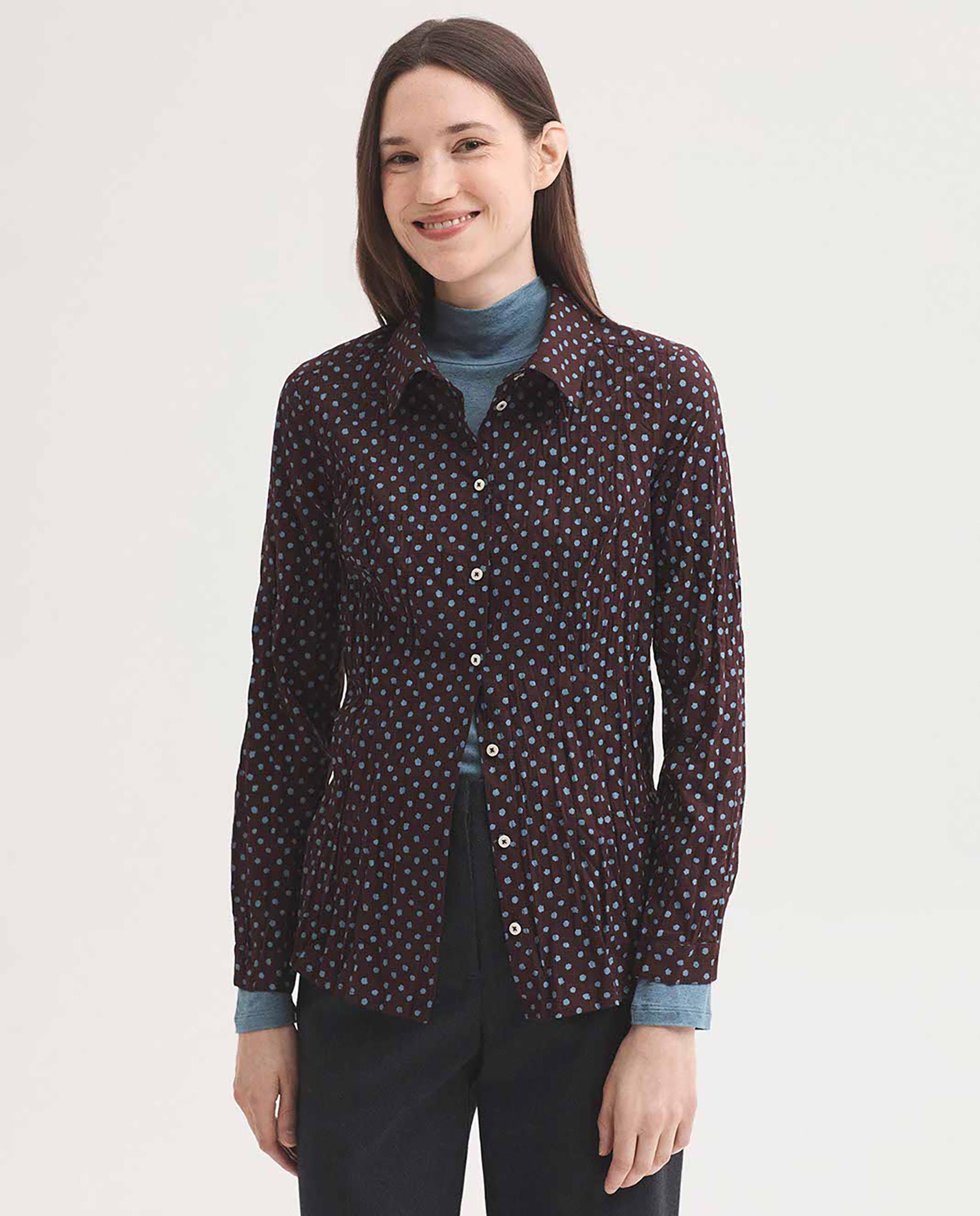 Camisa de mujer 100% algodón con lunares - Nice Things - Burdeos Burdeos-1