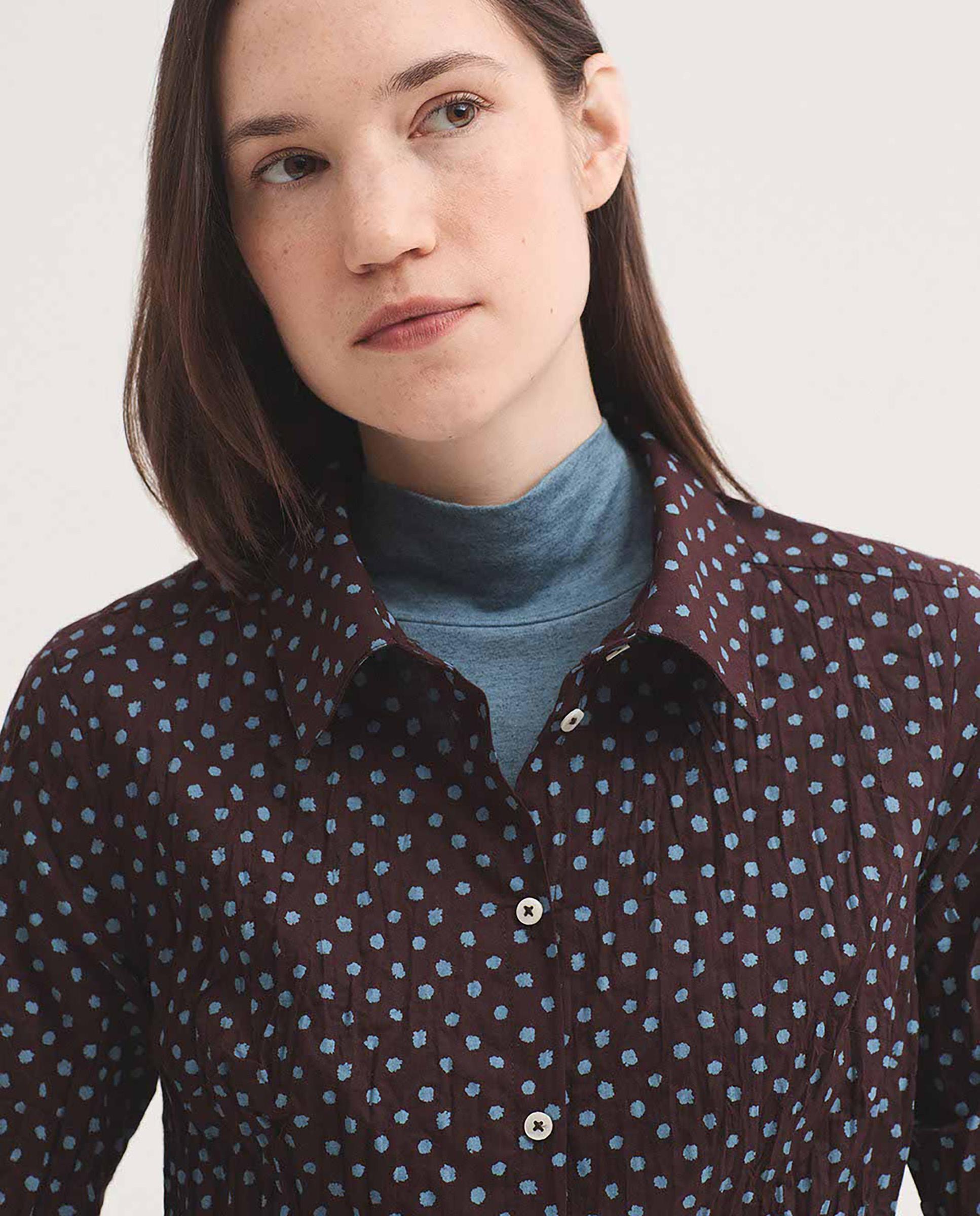 Camisa de mujer 100% algodón con lunares - Nice Things - Burdeos Burdeos-2