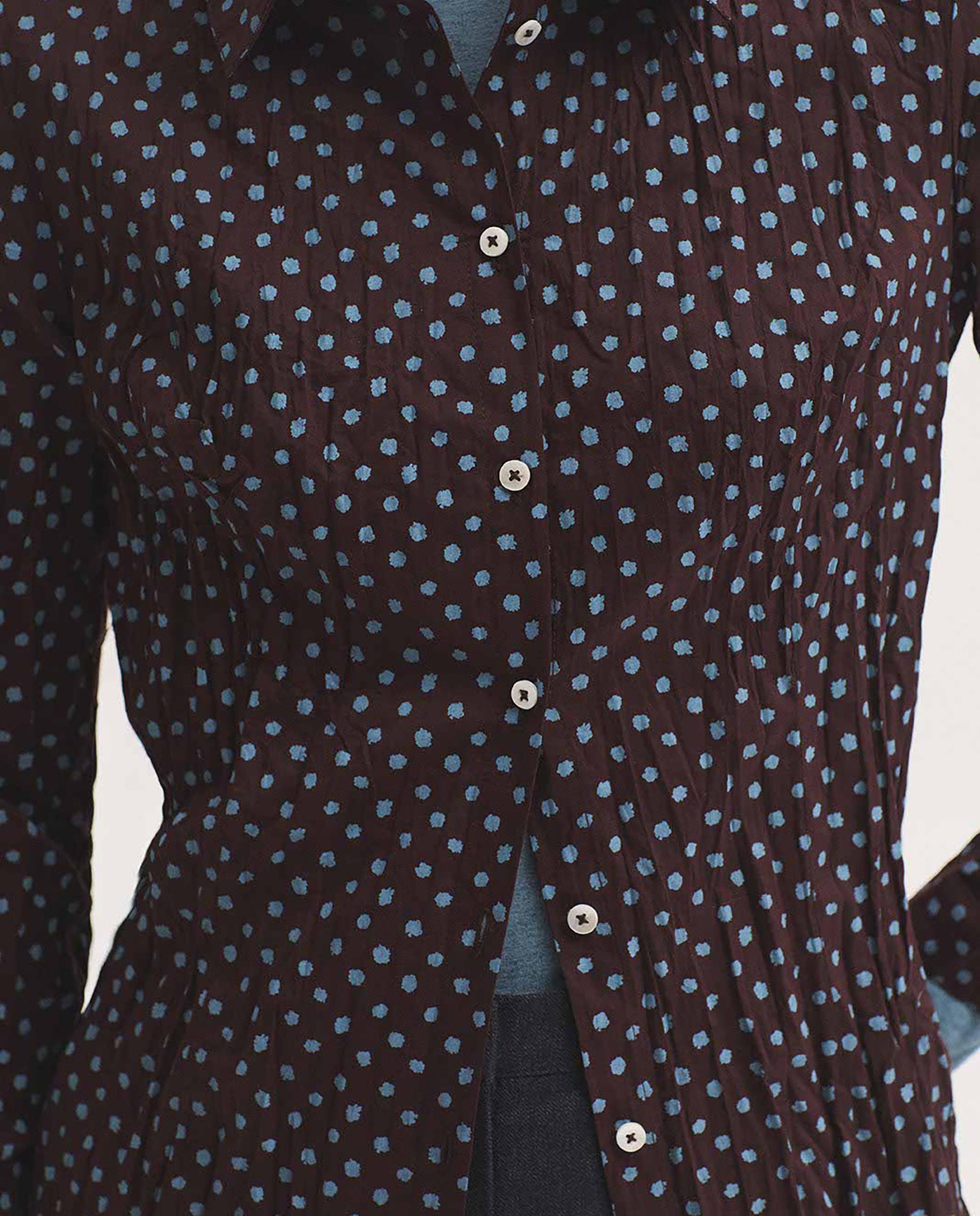 Camisa de mujer 100% algodón con lunares - Nice Things - Burdeos Burdeos-3