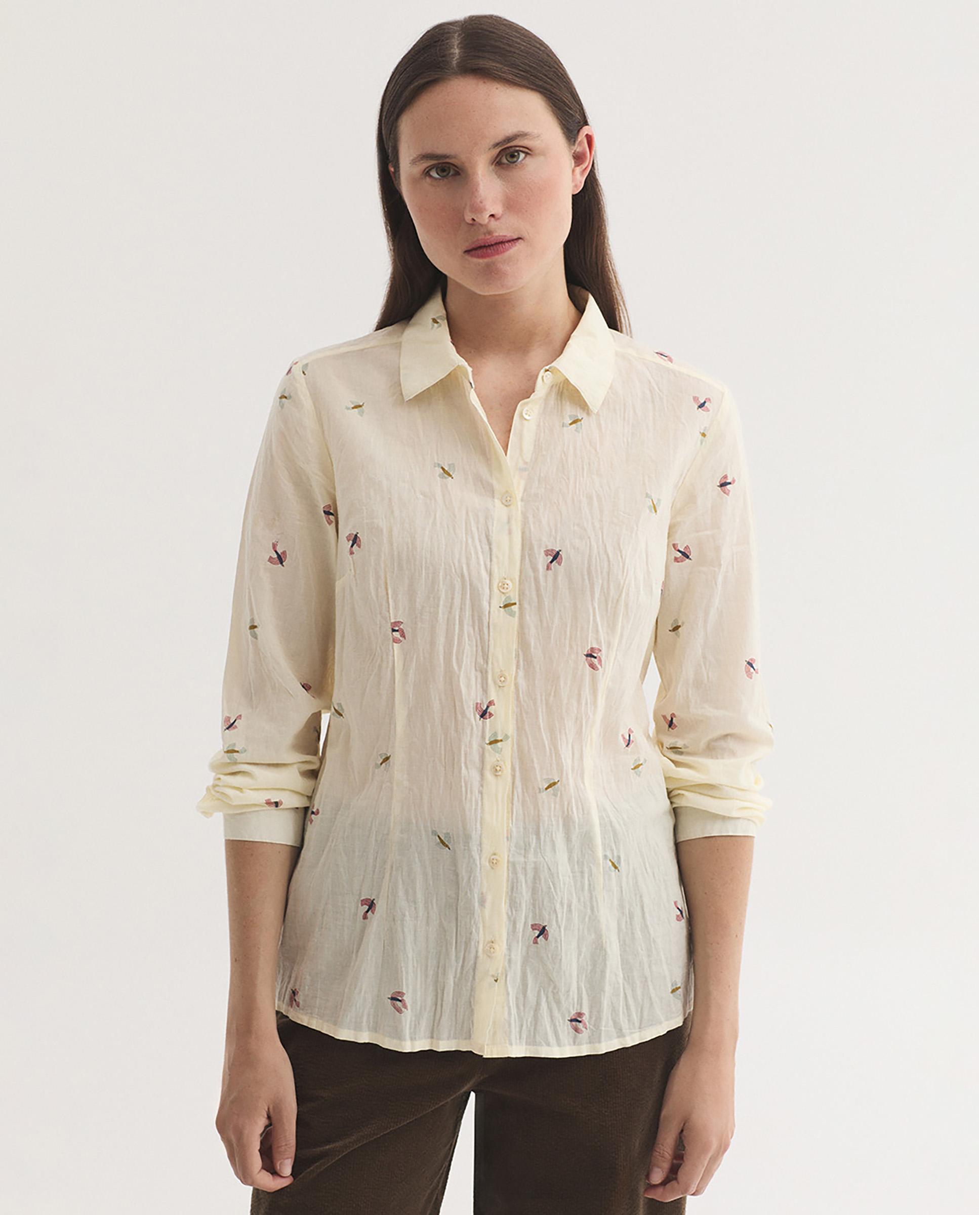 Camisa de mujer 100% algodón con estampado - Nice Things - Crudo Crudo-1