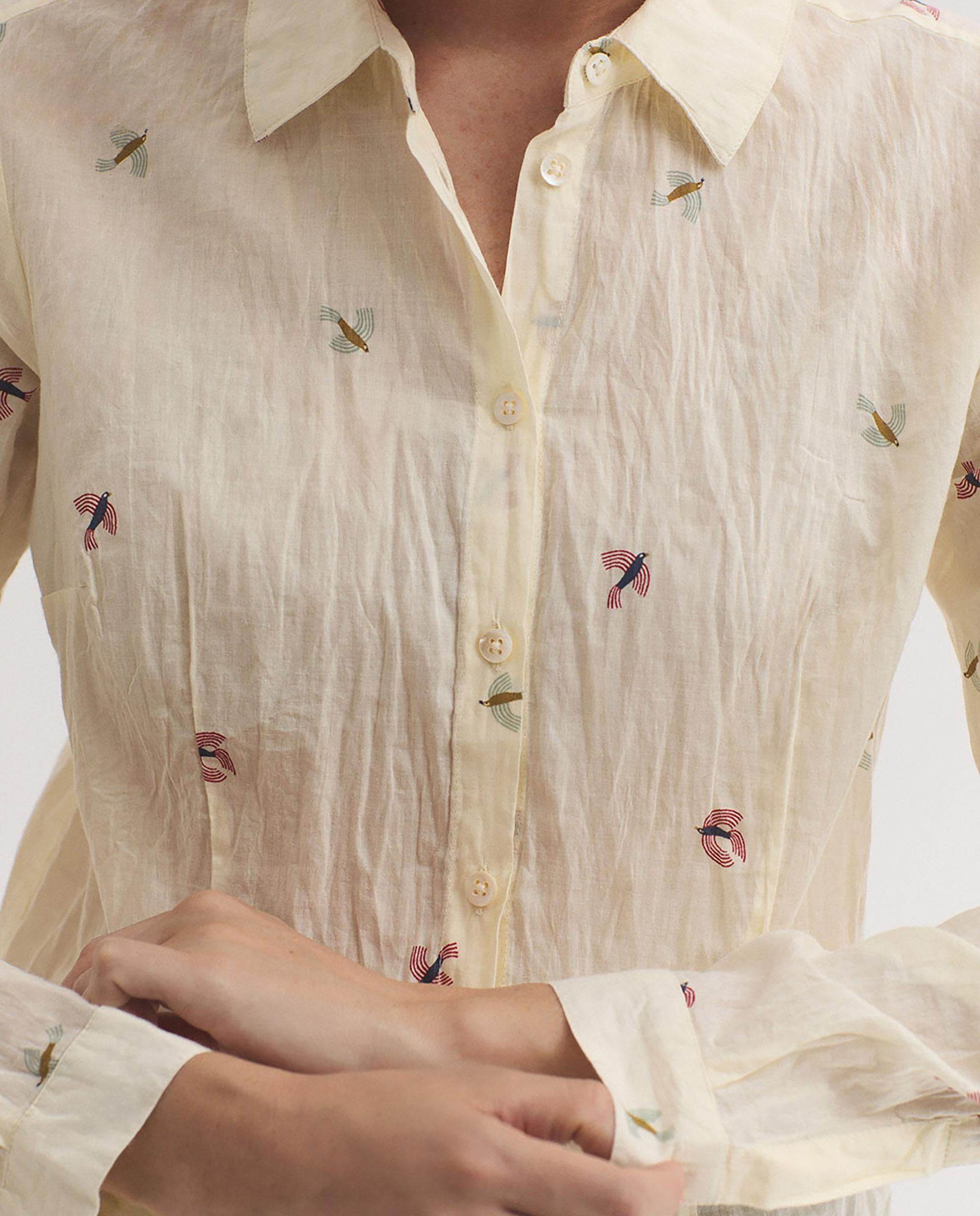 Camisa de mujer 100% algodón con estampado - Nice Things - Crudo Crudo-3