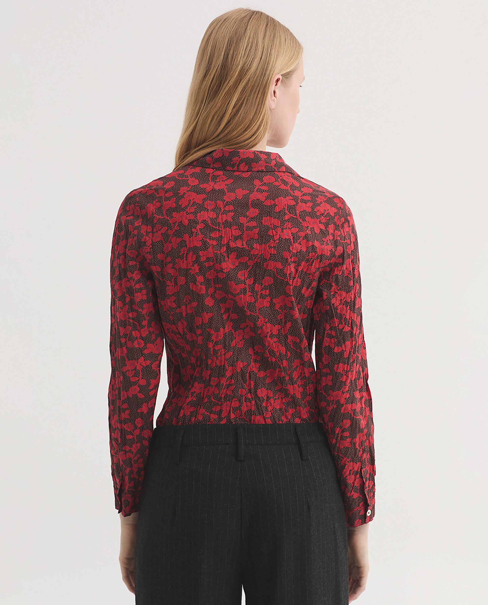 Camisa de mujer 100% algodón con estampado de flores - Nice Things - Rojo Rojo-4