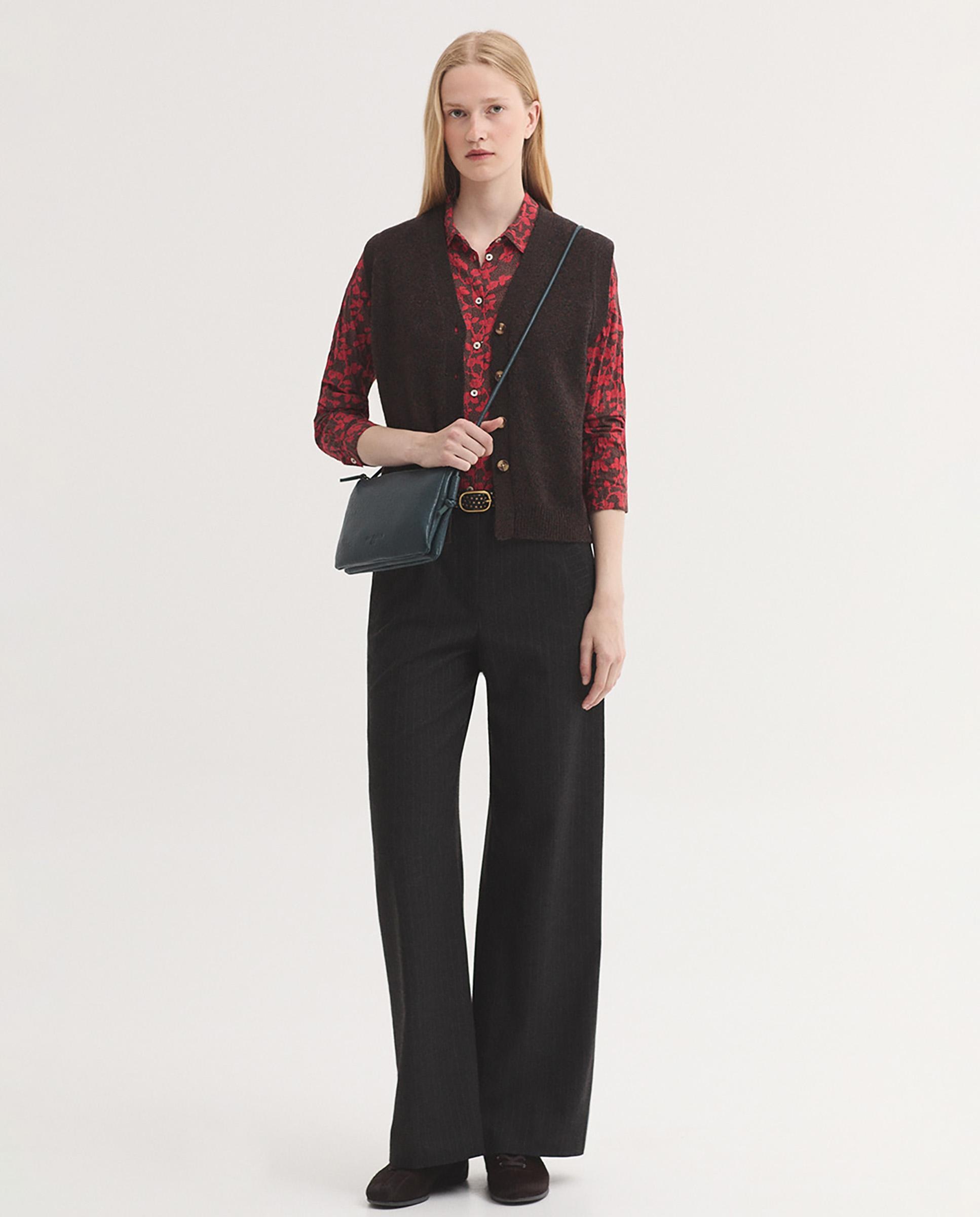 Camisa de mujer 100% algodón con estampado de flores - Nice Things - Rojo Rojo-6