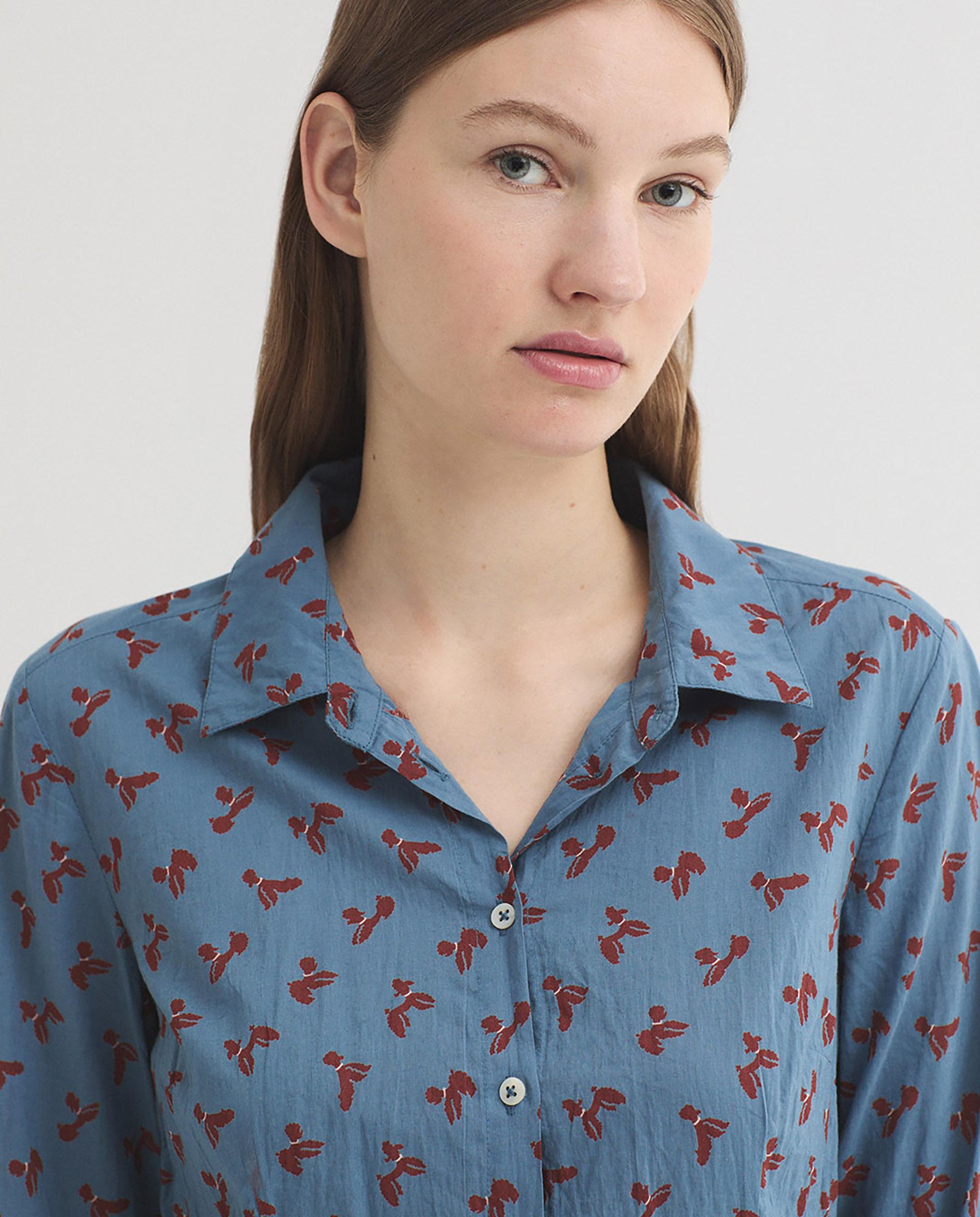 Camisa de mujer 100% algodón con estampados - Nice Things - Azul Azul-2