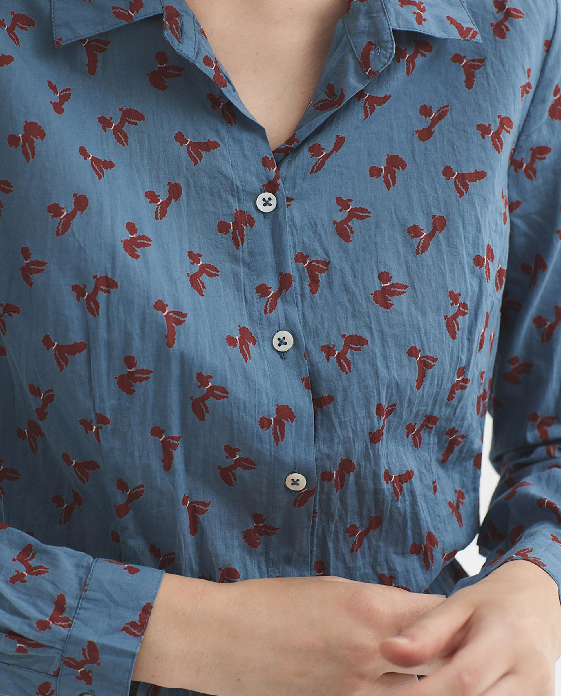 Camisa de mujer 100% algodón con estampados - Nice Things - Azul Azul-3