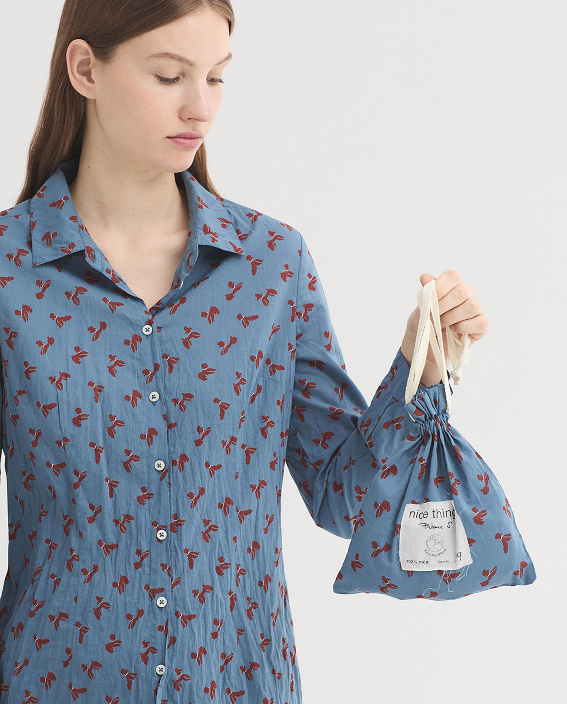 Camisa de mujer 100% algodón con estampados - Nice Things - Azul Azul-5