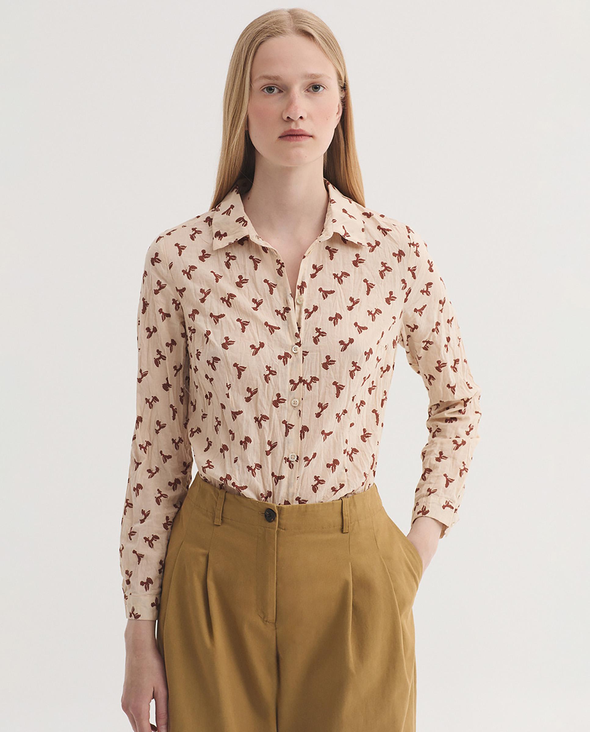 Camisa de mujer 100% algodón con estampados - Nice Things - Beige Beige-1