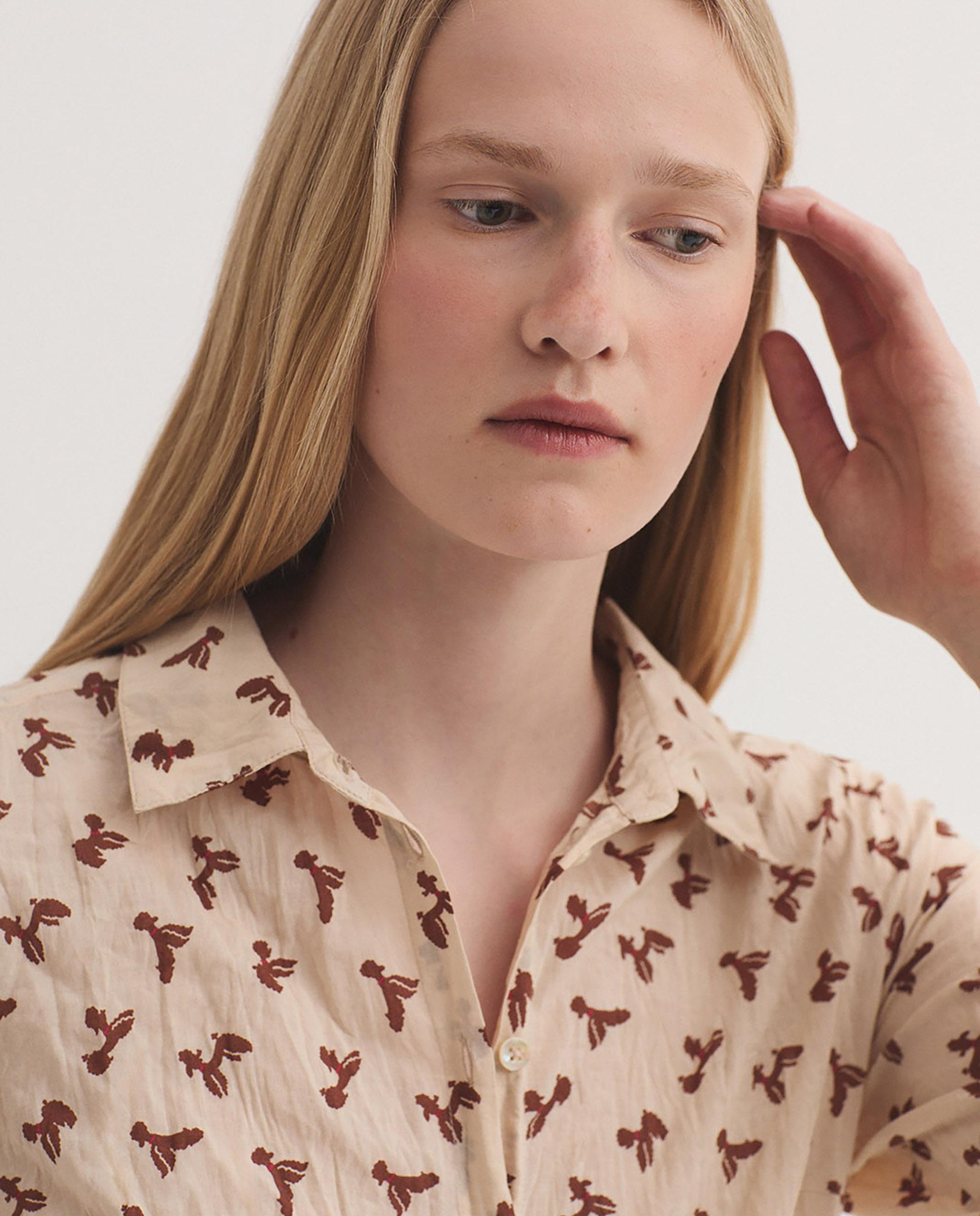 Camisa de mujer 100% algodón con estampados - Nice Things - Beige Beige-2