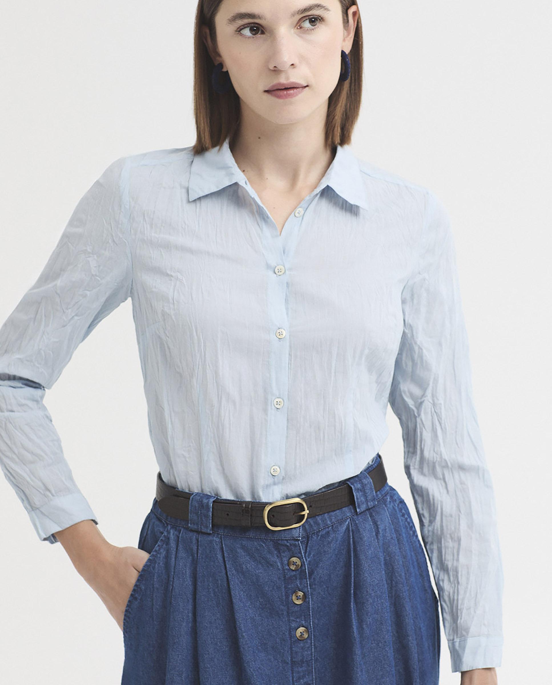 Camisa de mujer 100% algodón lisa - Nice Things - Azul claro Azul claro-1