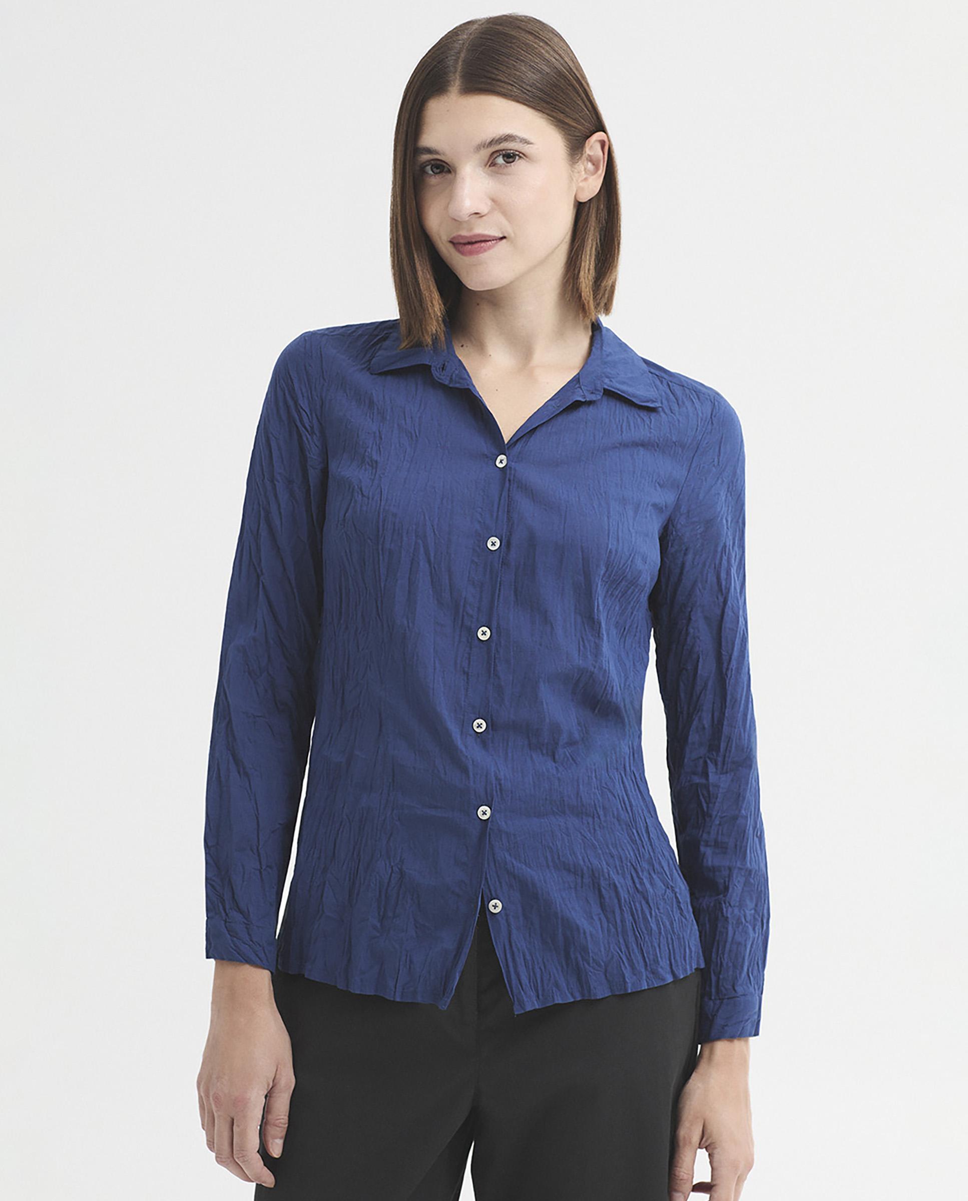 Camisa de mujer 100% algodón lisa - Nice Things - Azul Azul-1