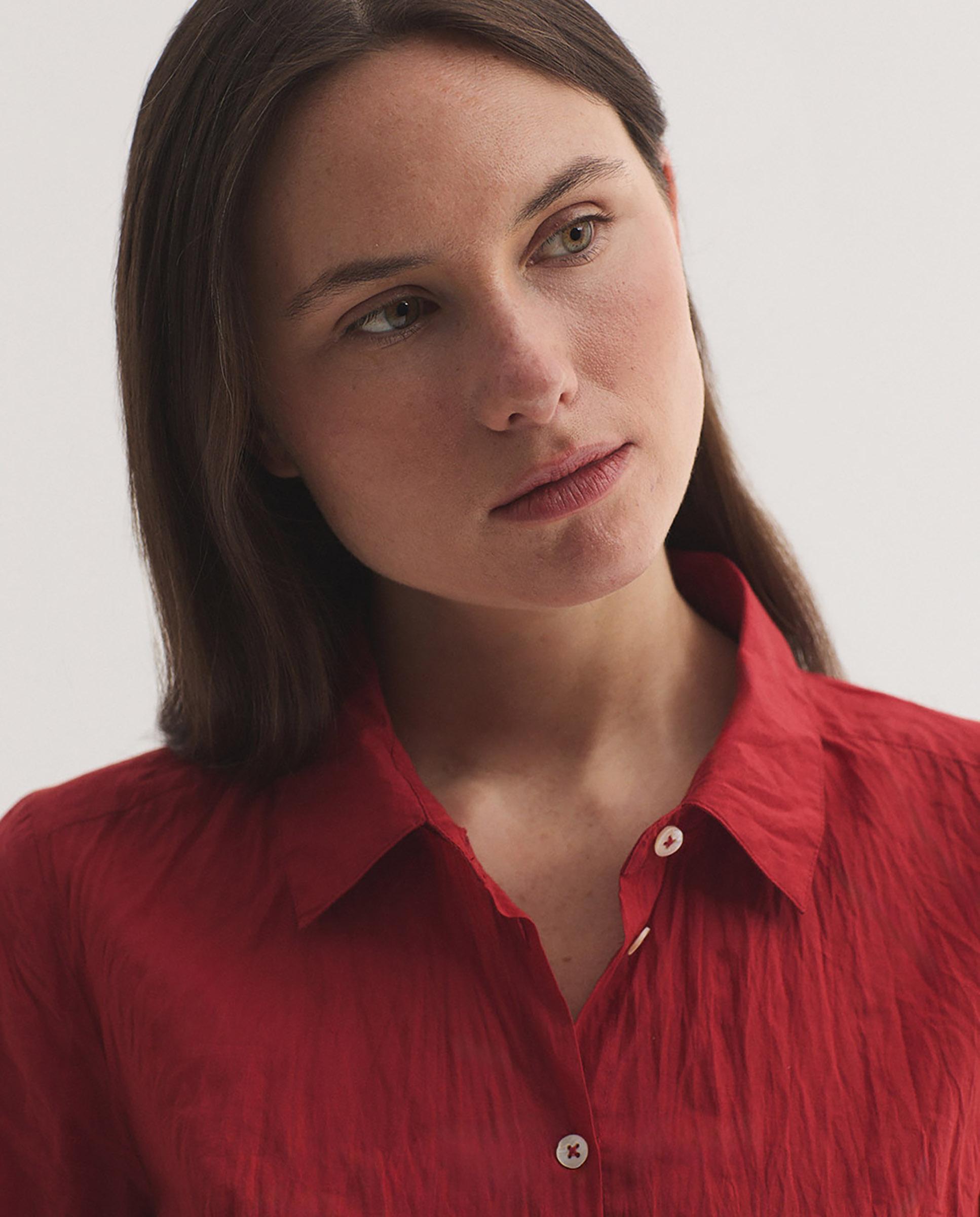 Camisa de mujer 100% algodón efecto arrugado - Nice Things - Rojo Rojo-2