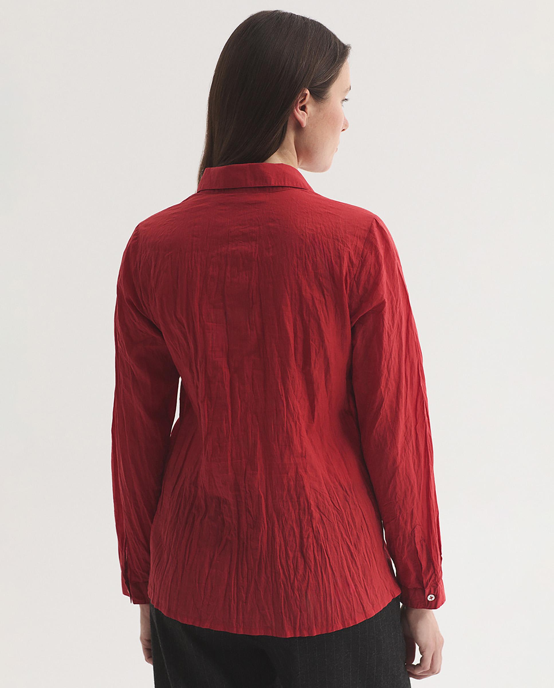 Camisa de mujer 100% algodón efecto arrugado - Nice Things - Rojo Rojo-4
