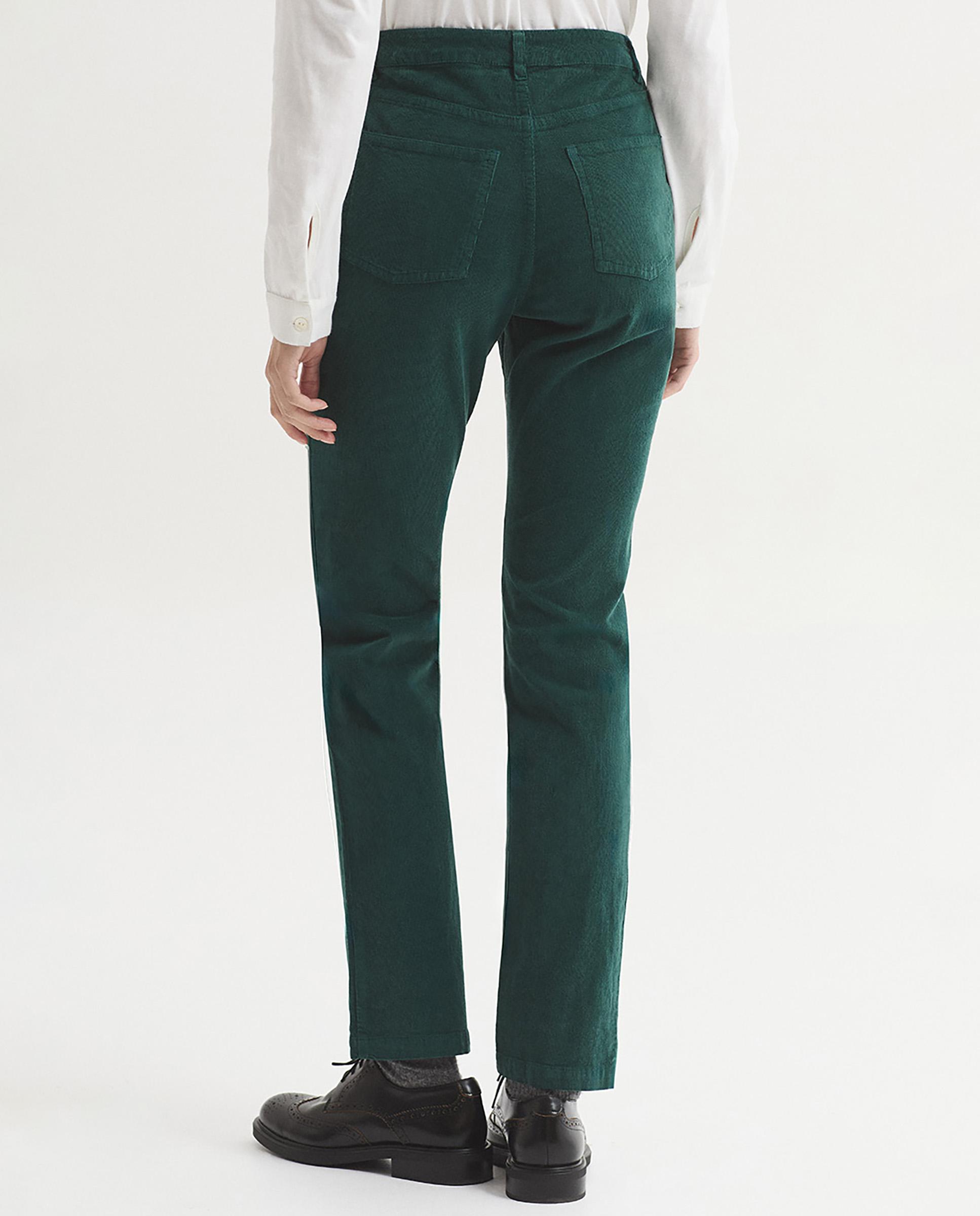 Imagen 3 de Pantalones rectos de mujer con cinturilla con trabillas de tiro medio - Nice Things - Verde Verde