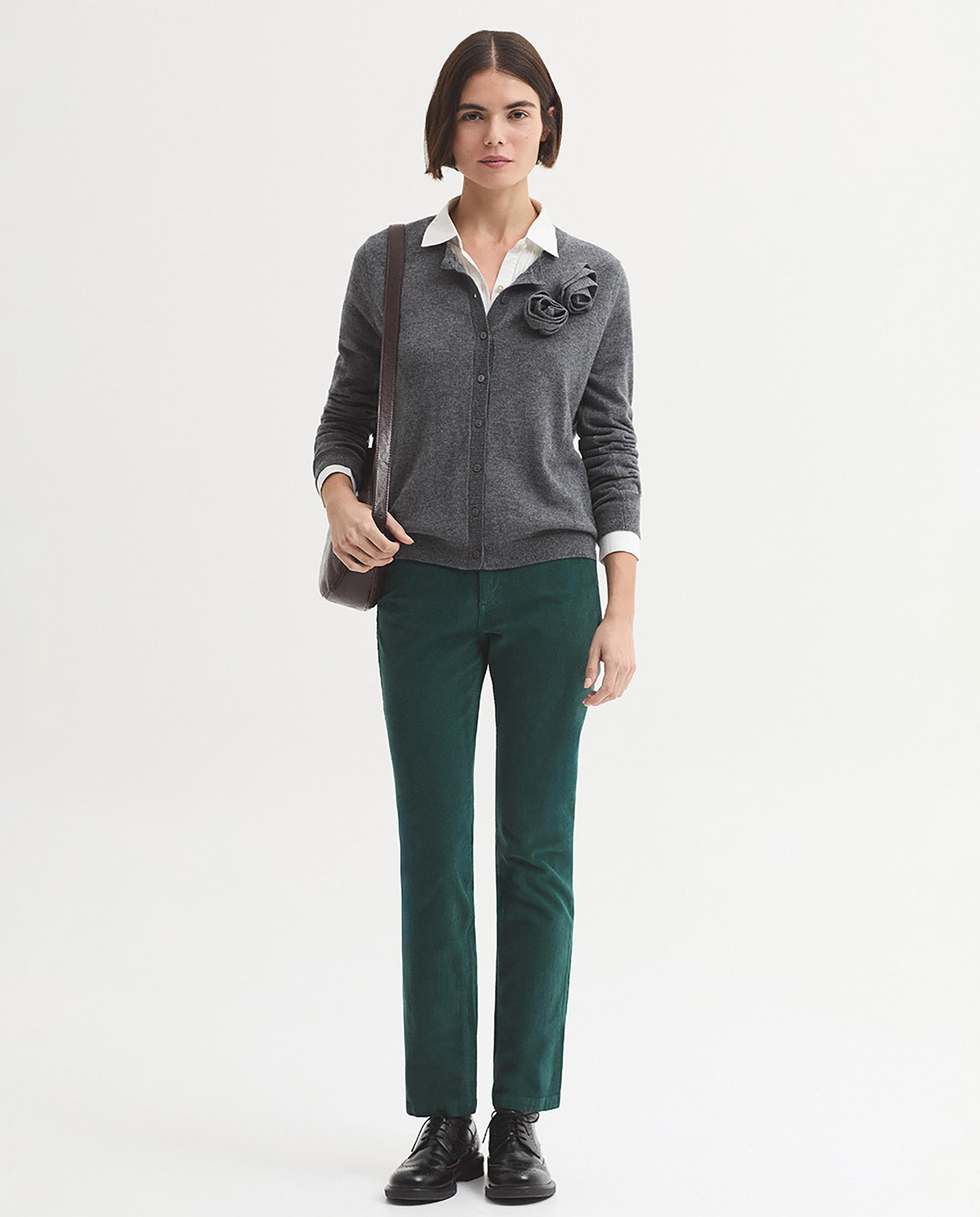 Imagen 4 de Pantalones rectos de mujer con cinturilla con trabillas de tiro medio - Nice Things - Verde Verde