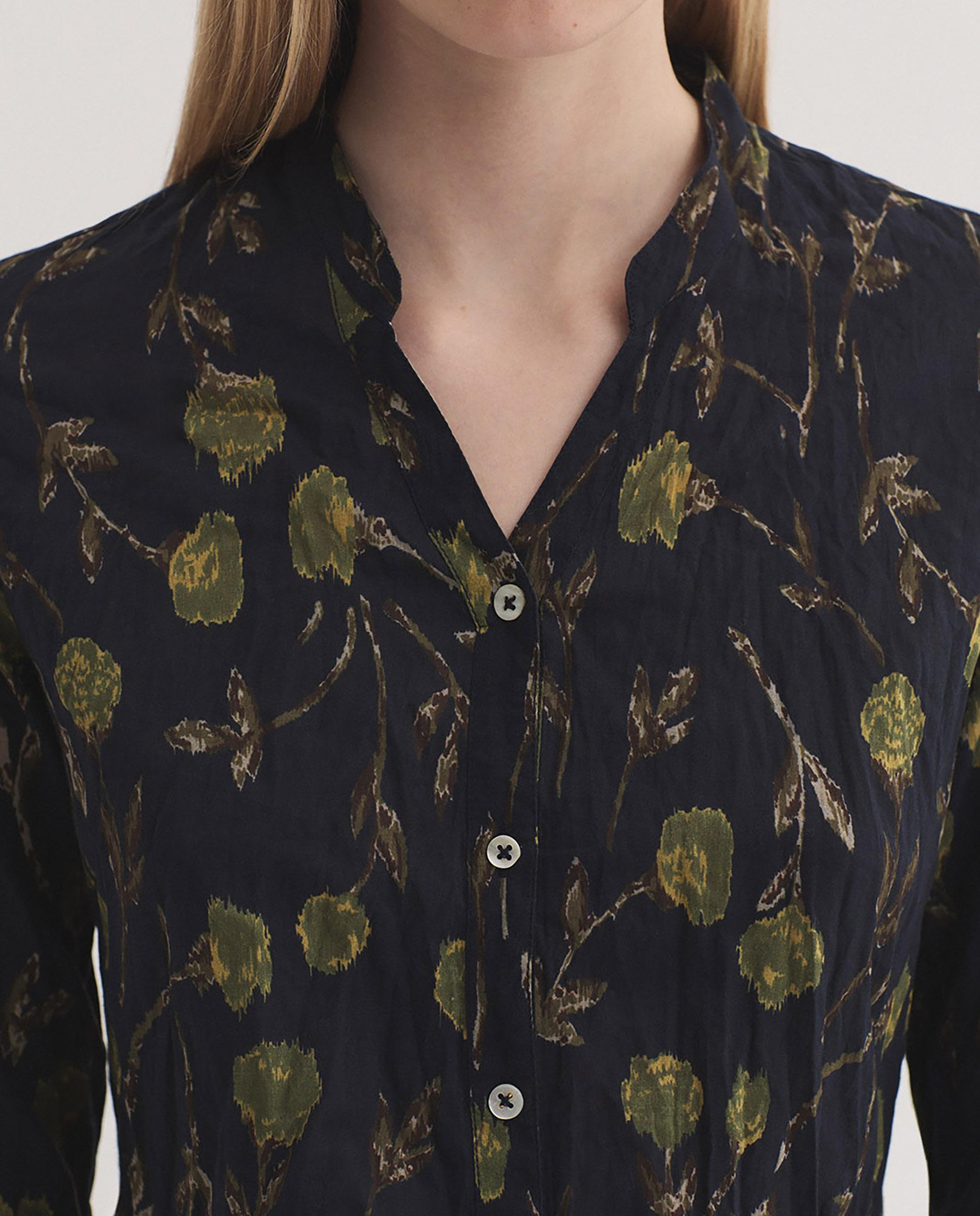 Camisa de mujer 100% algodón con estampado de flores - Nice Things - Azul marino Azul marino-3