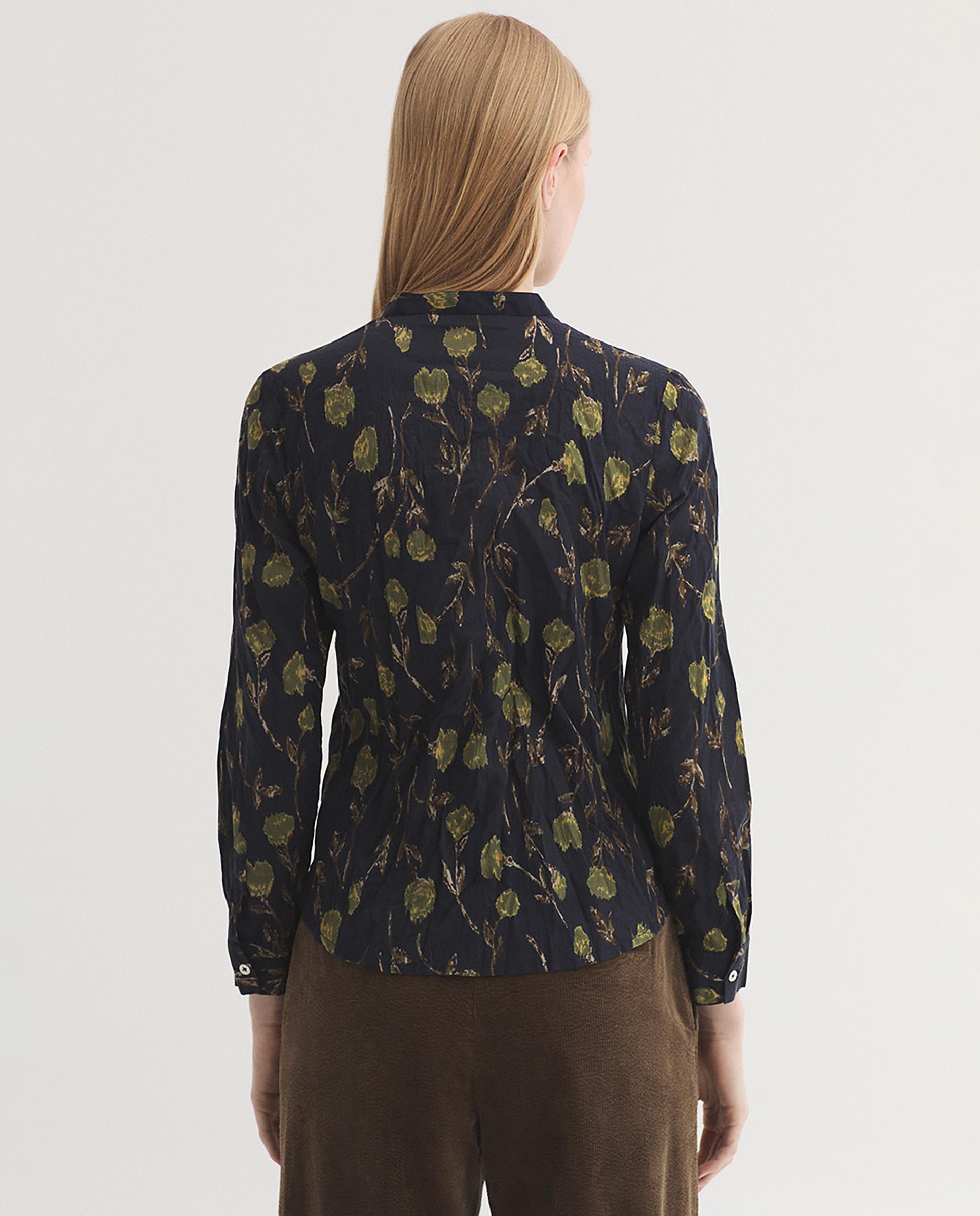 Camisa de mujer 100% algodón con estampado de flores - Nice Things - Azul marino Azul marino-4