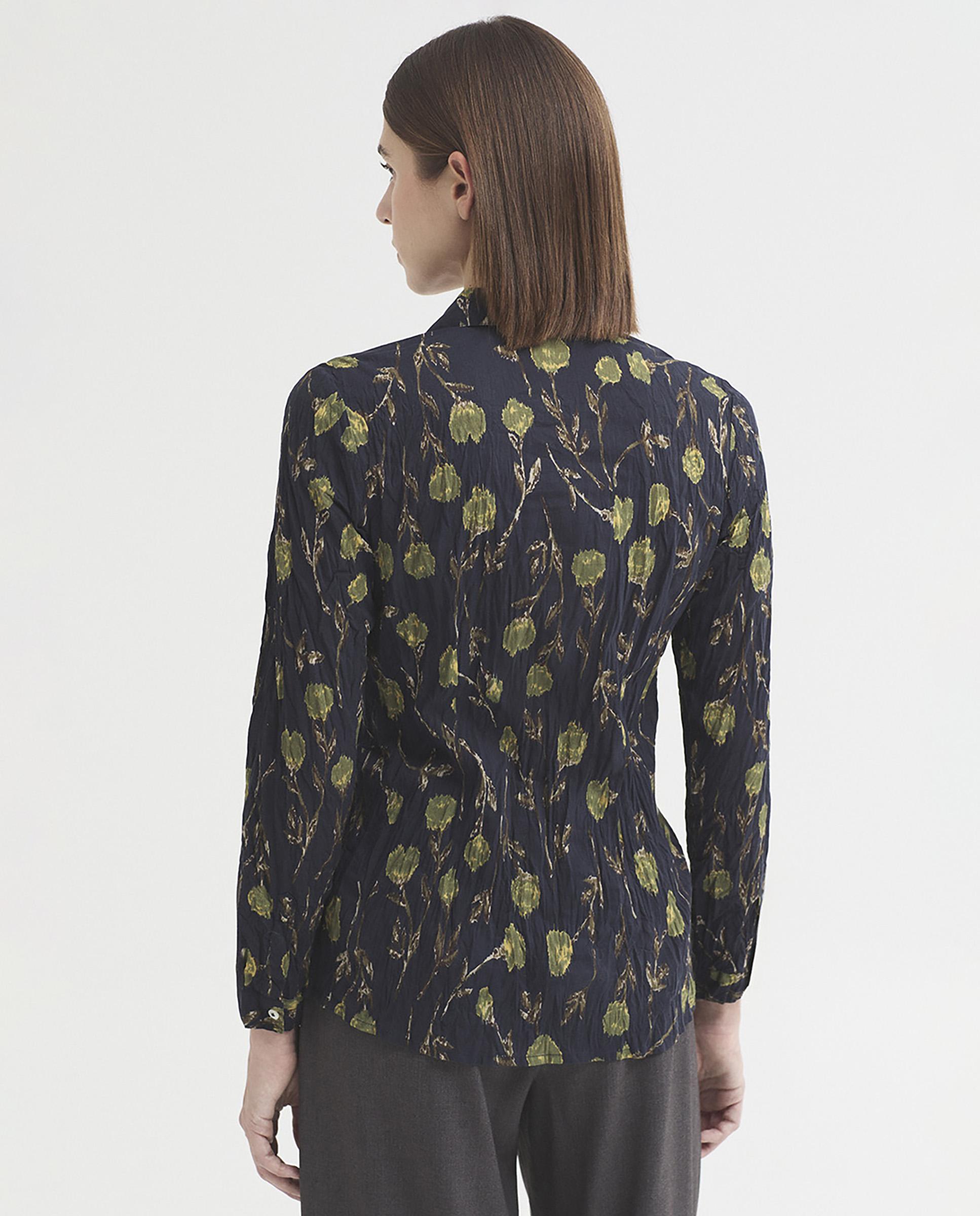 Camisa de mujer 100% algodón con estampado de flores - Nice Things - Azul marino Azul marino-5