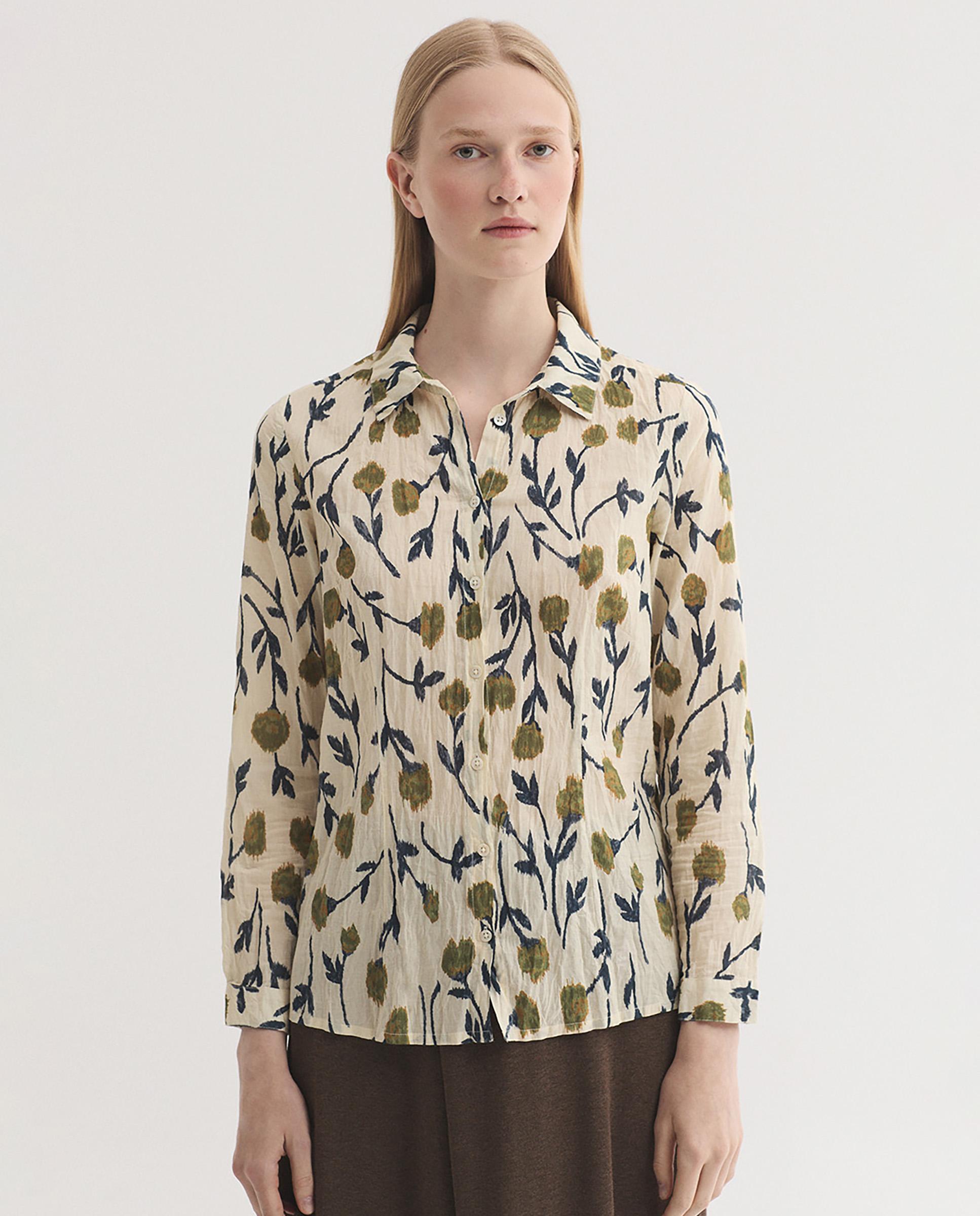 Camisa de mujer 100% algodón efecto arrugado - Nice Things - Crudo Crudo-1