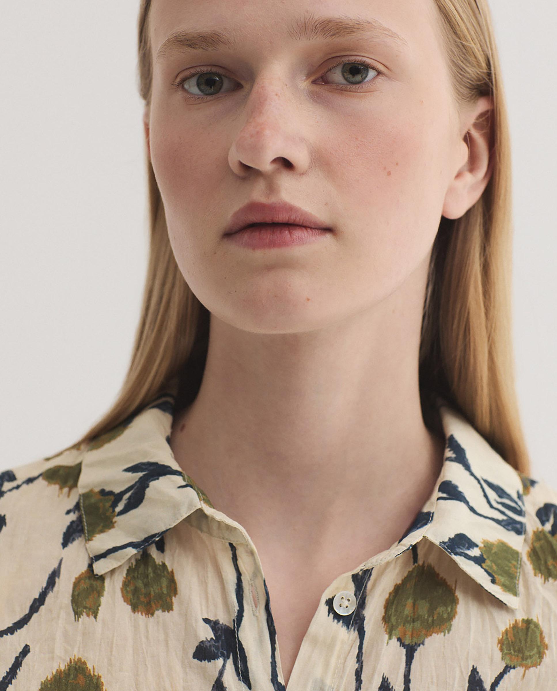 Camisa de mujer 100% algodón efecto arrugado - Nice Things - Crudo Crudo-2