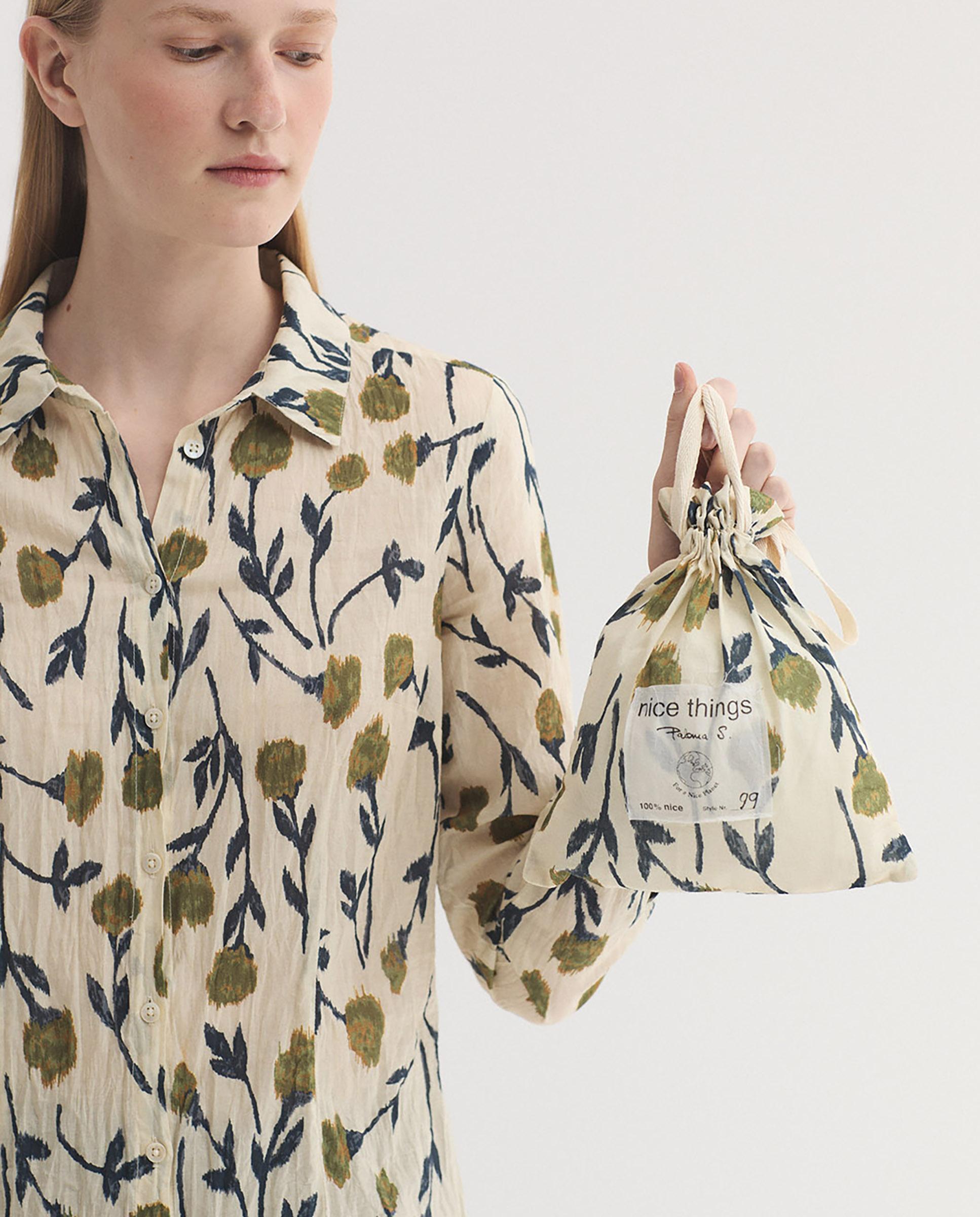 Camisa de mujer 100% algodón efecto arrugado - Nice Things - Crudo Crudo-5