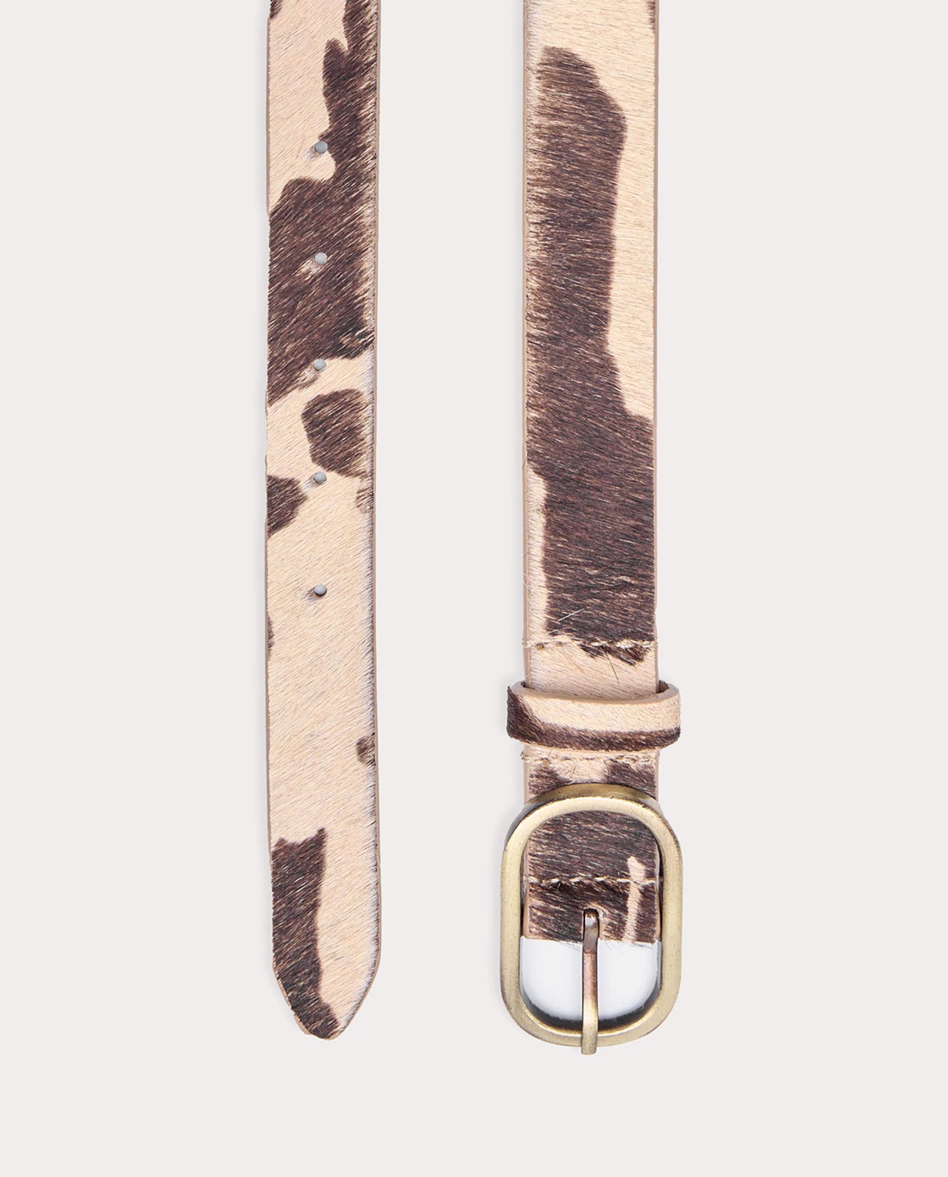 Cinturón de mujer de piel con estampado animal print - Nice Things - Beige Beige-4