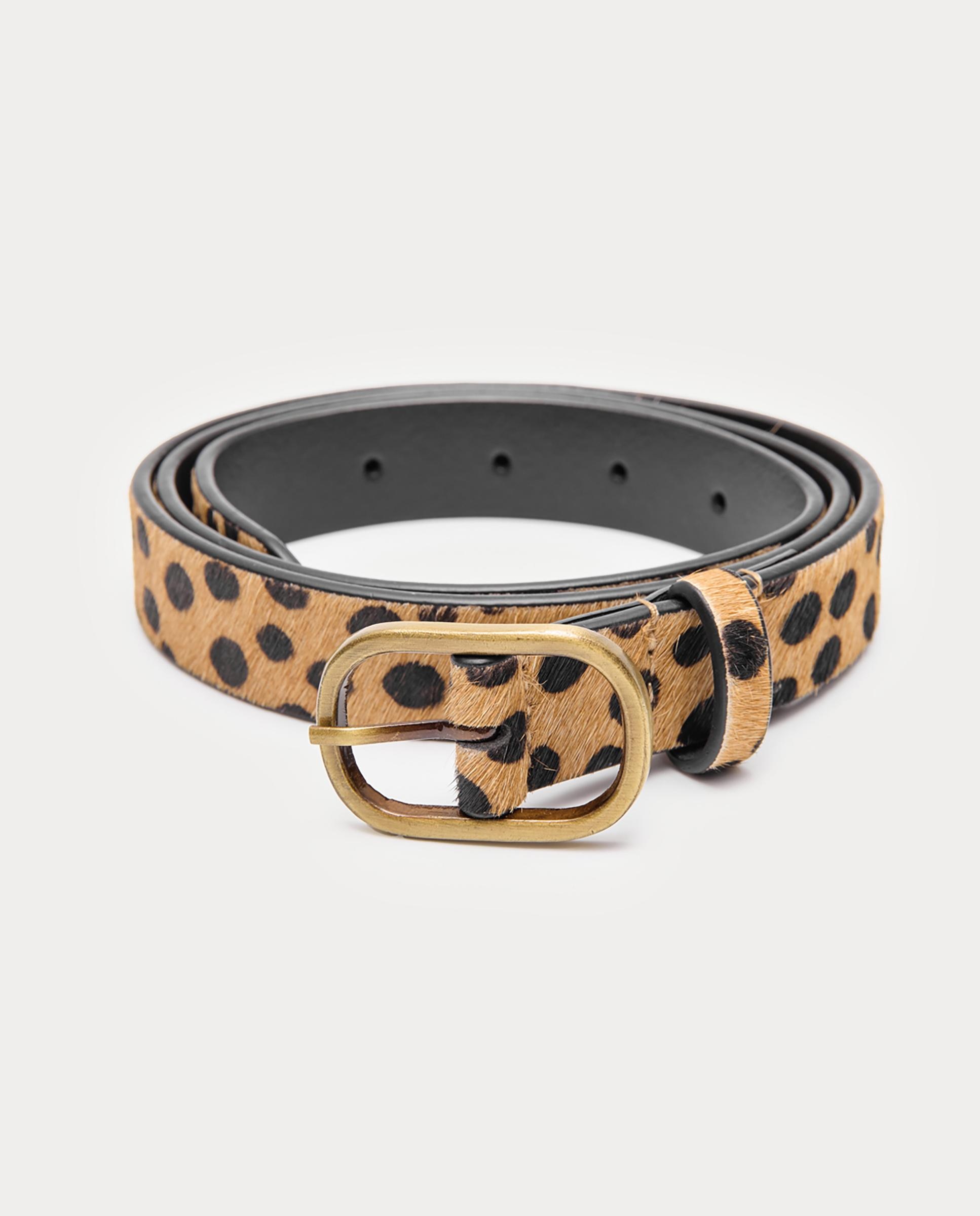Imagen 0 de Cinturón de mujer de piel con estampado animal print Beige