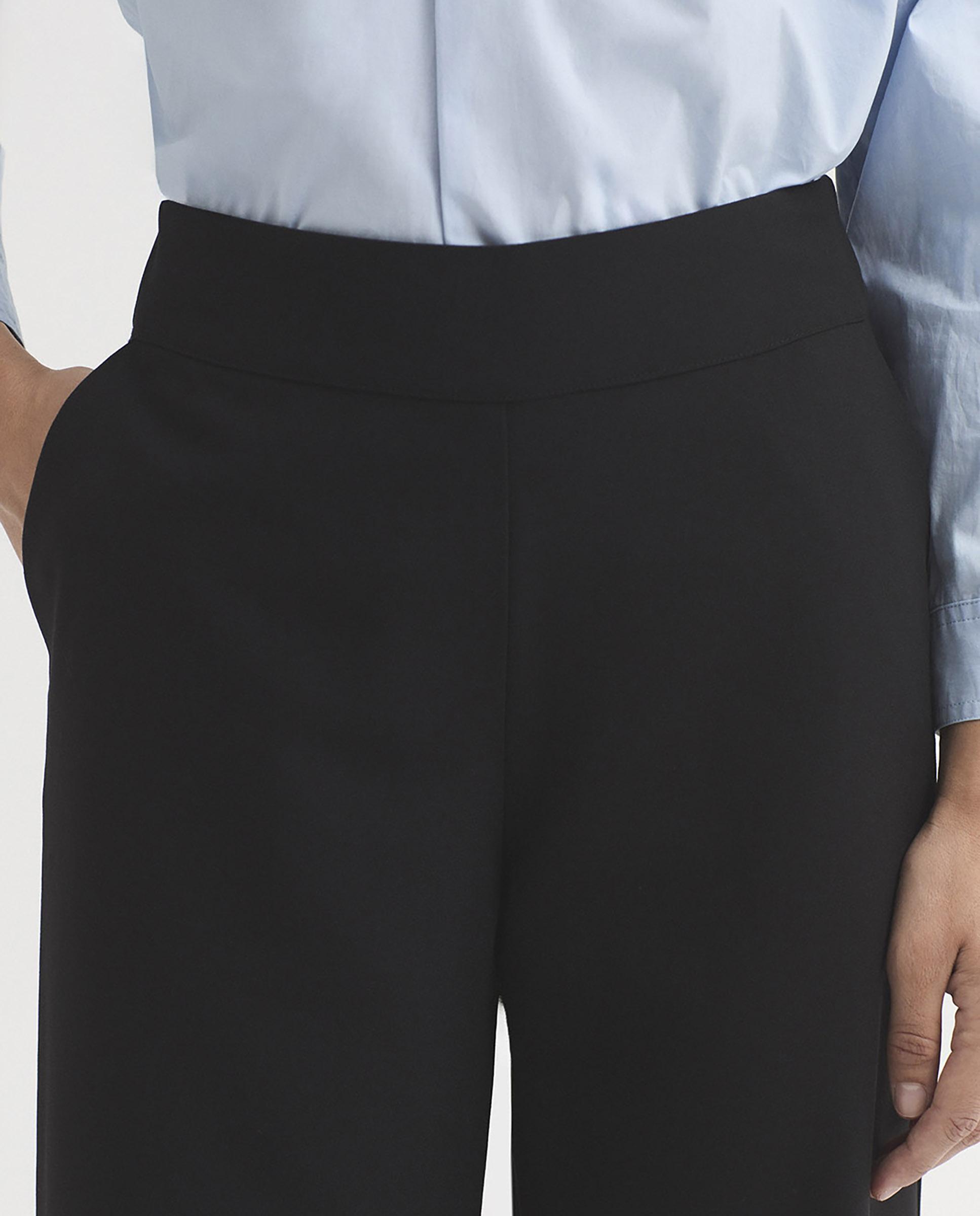 Pantalones anchos de mujer con cinturilla de goma y bolsillos - Nice Things - Negro Negro-2