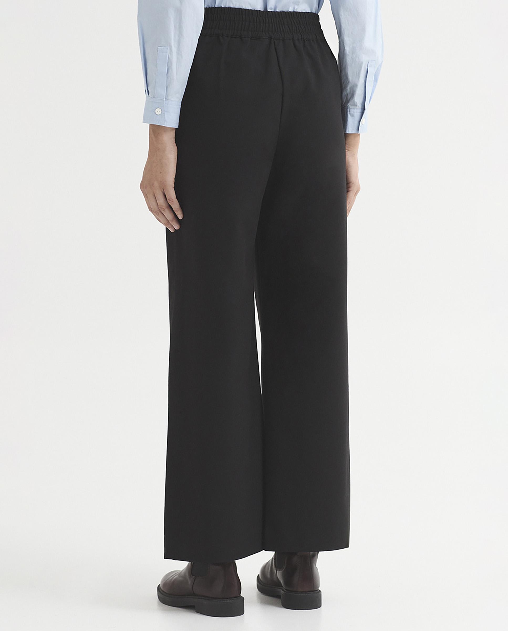 Pantalones anchos de mujer con cinturilla de goma y bolsillos - Nice Things - Negro Negro-3