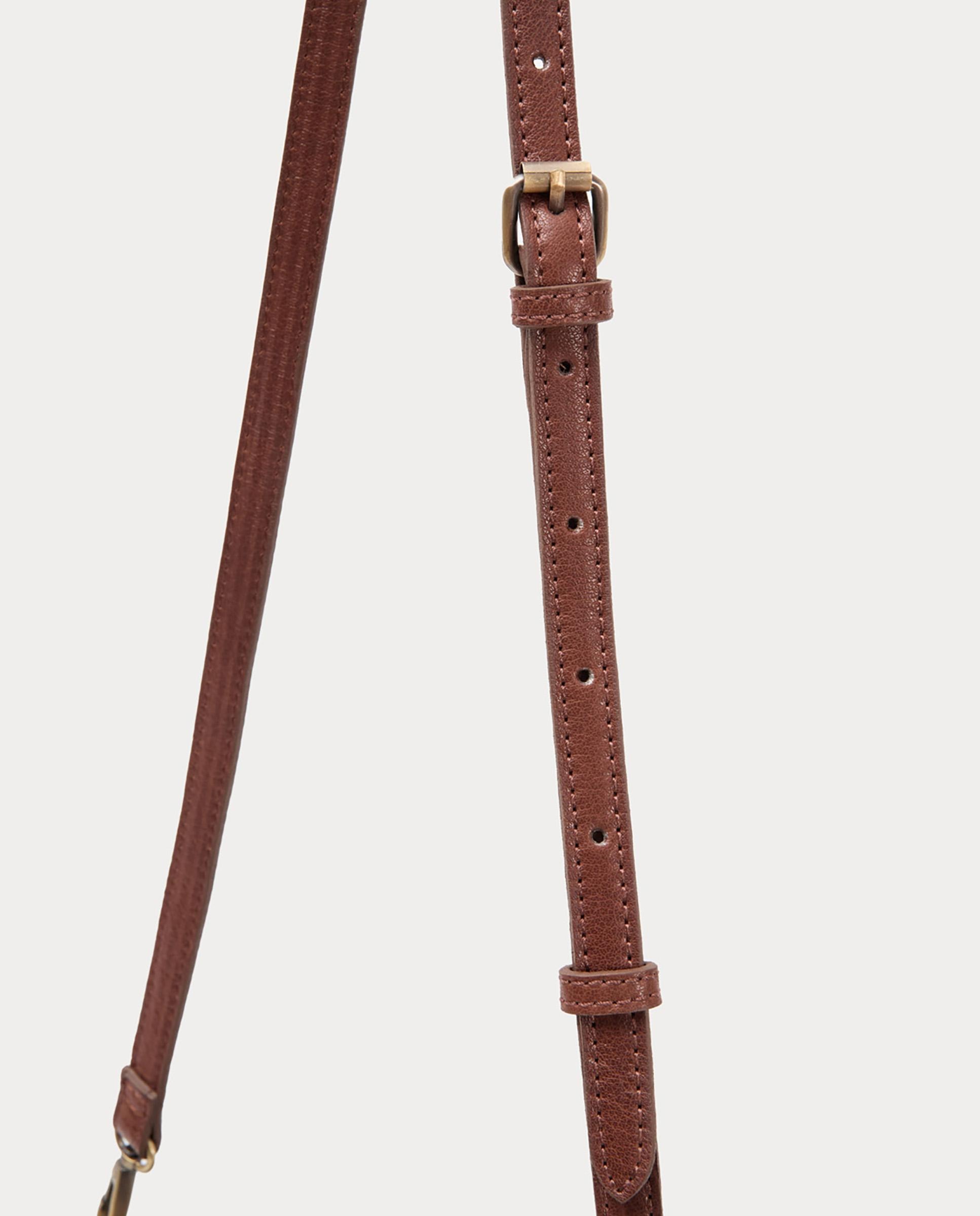 Bandolera de mujer 100% piel con logo grabado - Nice Things - Marrón Marrón-7
