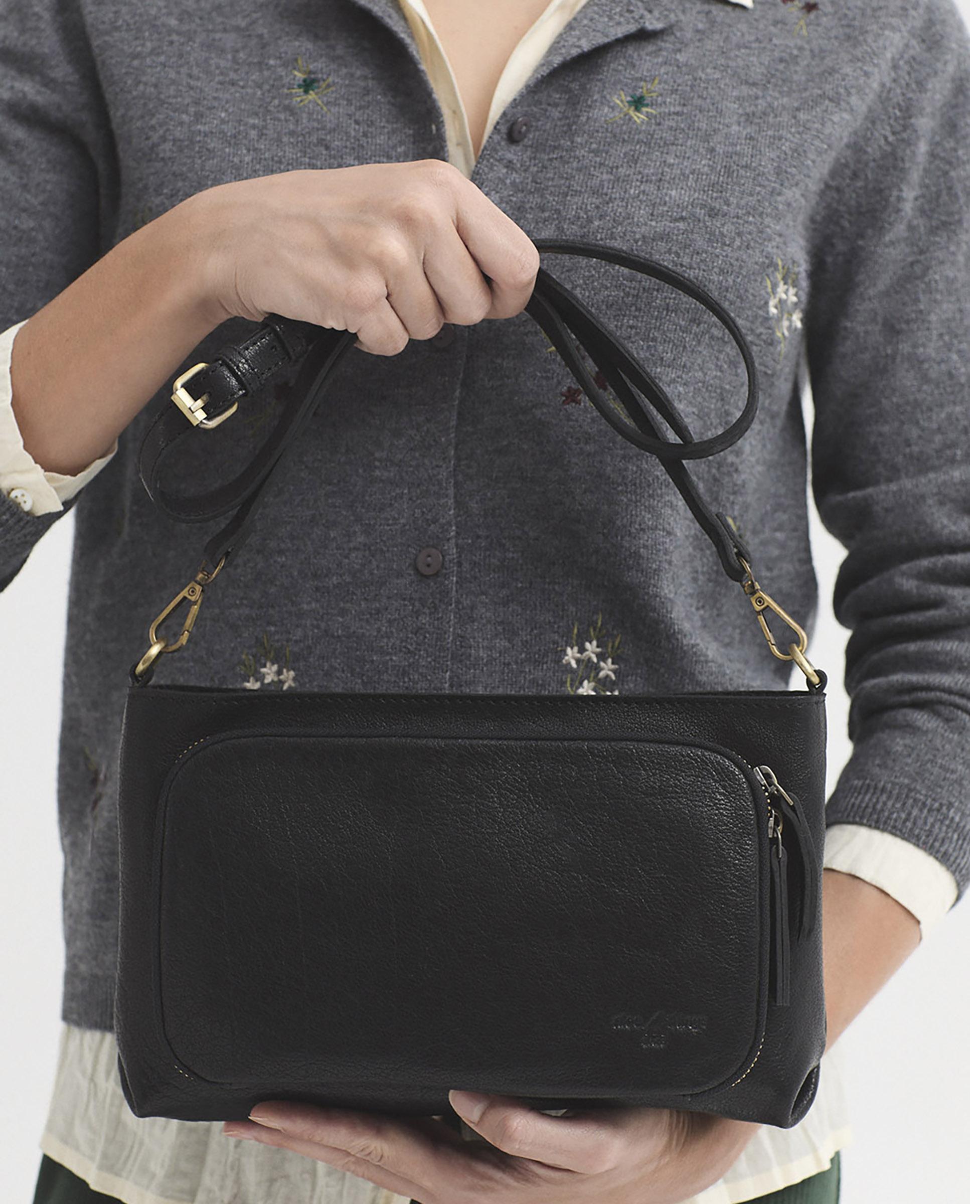 Bandolera de mujer 100% piel con logo grabado - Nice Things - Negro Negro-3